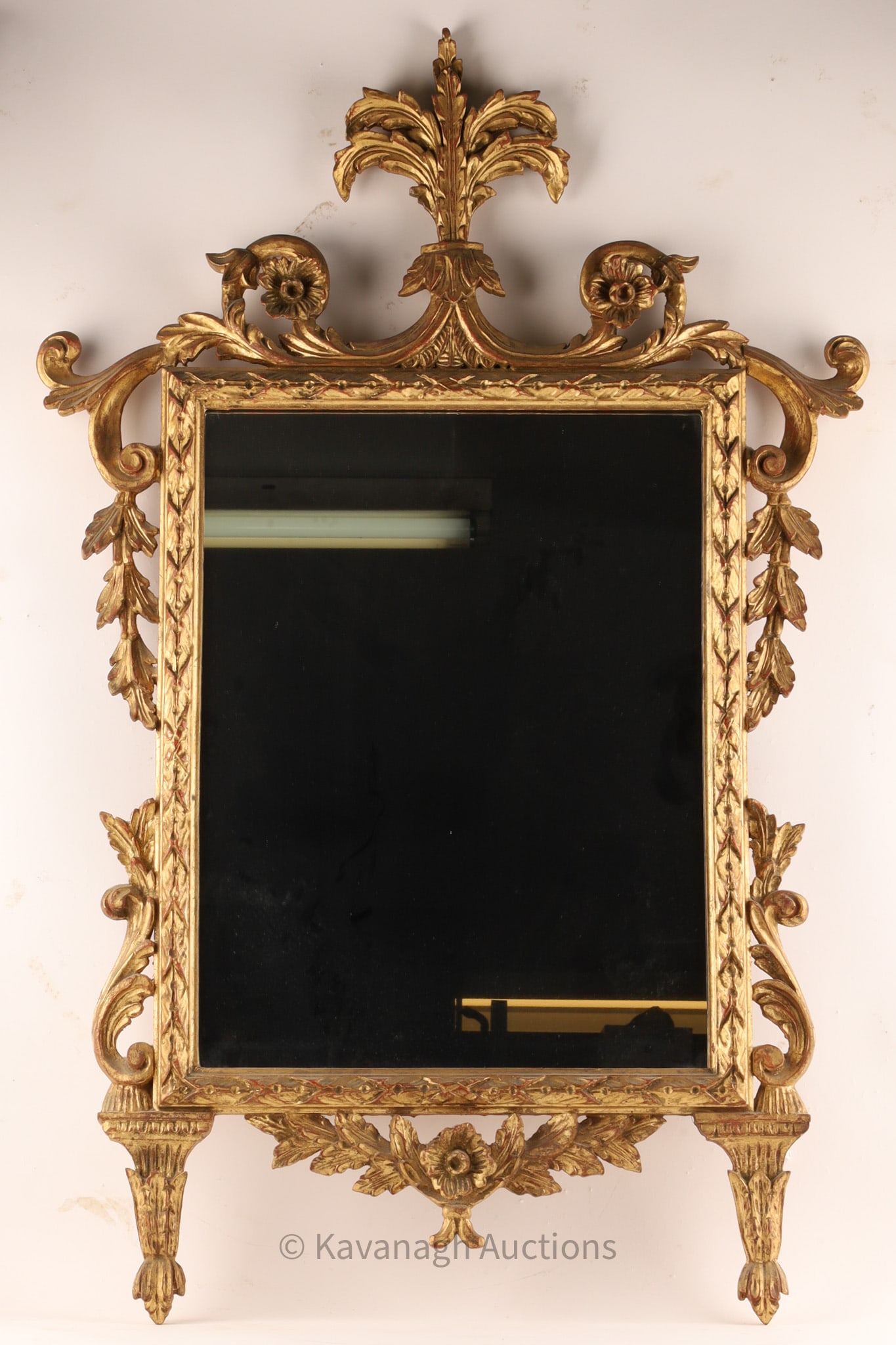 Italian Giltwood Wall Mirror, Rococo Revival with Floral Cresting (1 of 7)