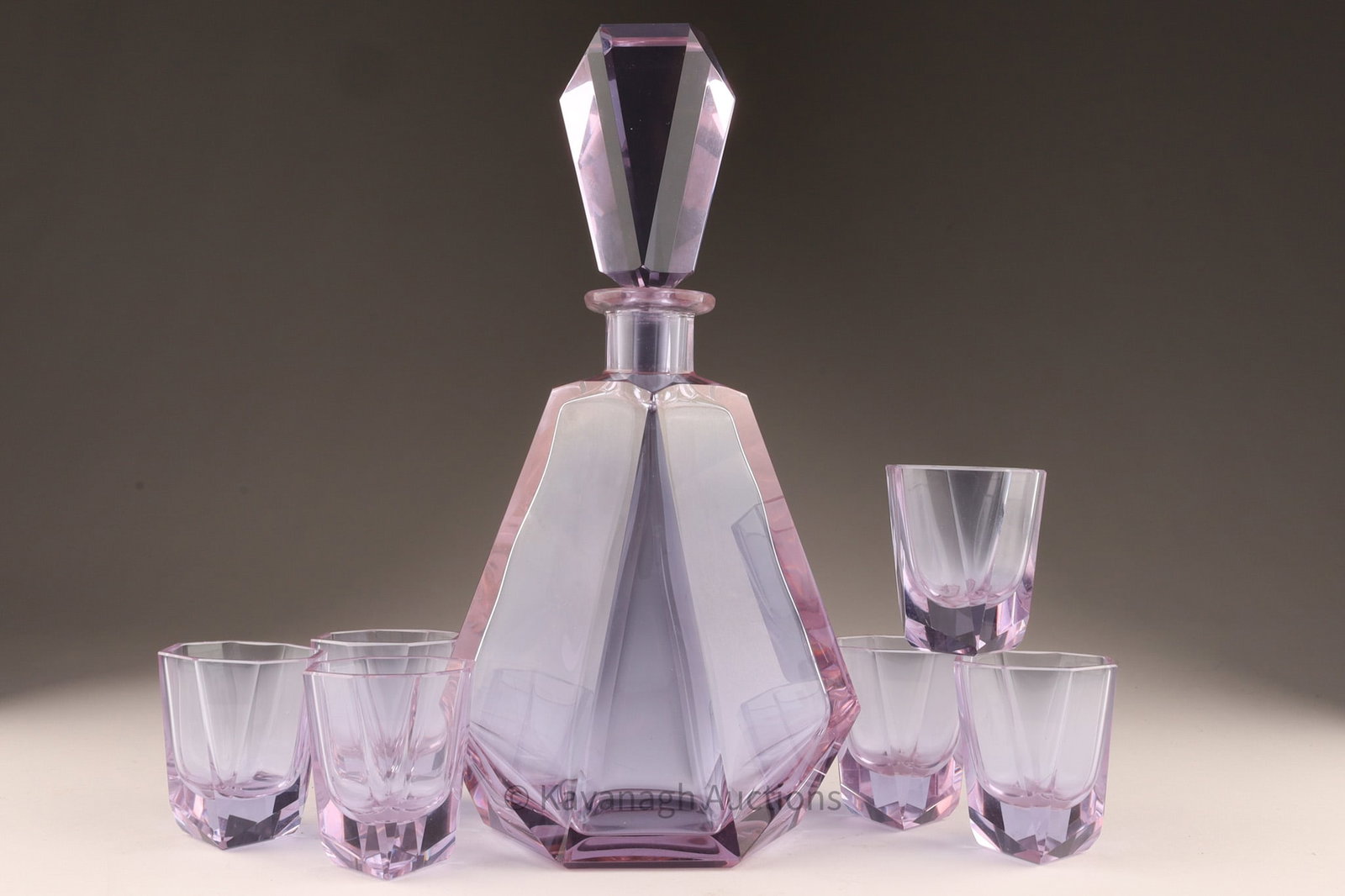 Art Deco Alexandrite Glass Decanter Set, Attributed to Moser, 7 Pieces (1 of 6)