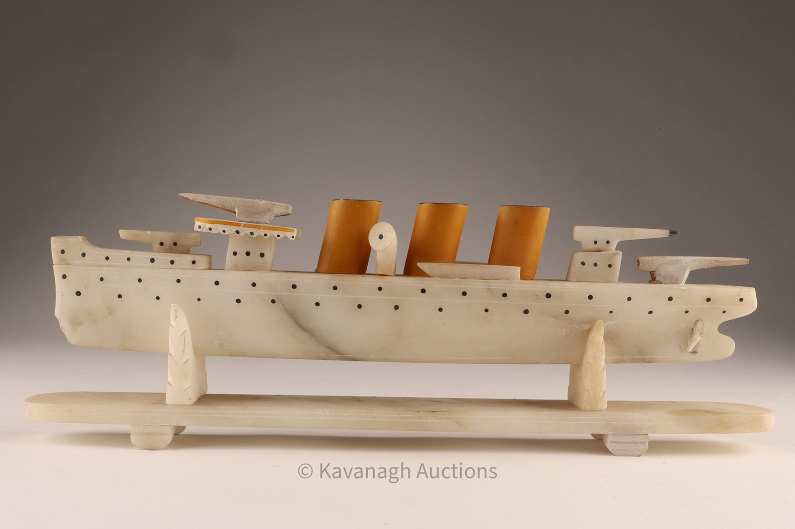 Antique Alabaster War Ship Model Folk Art Scultpure (1 of 8)