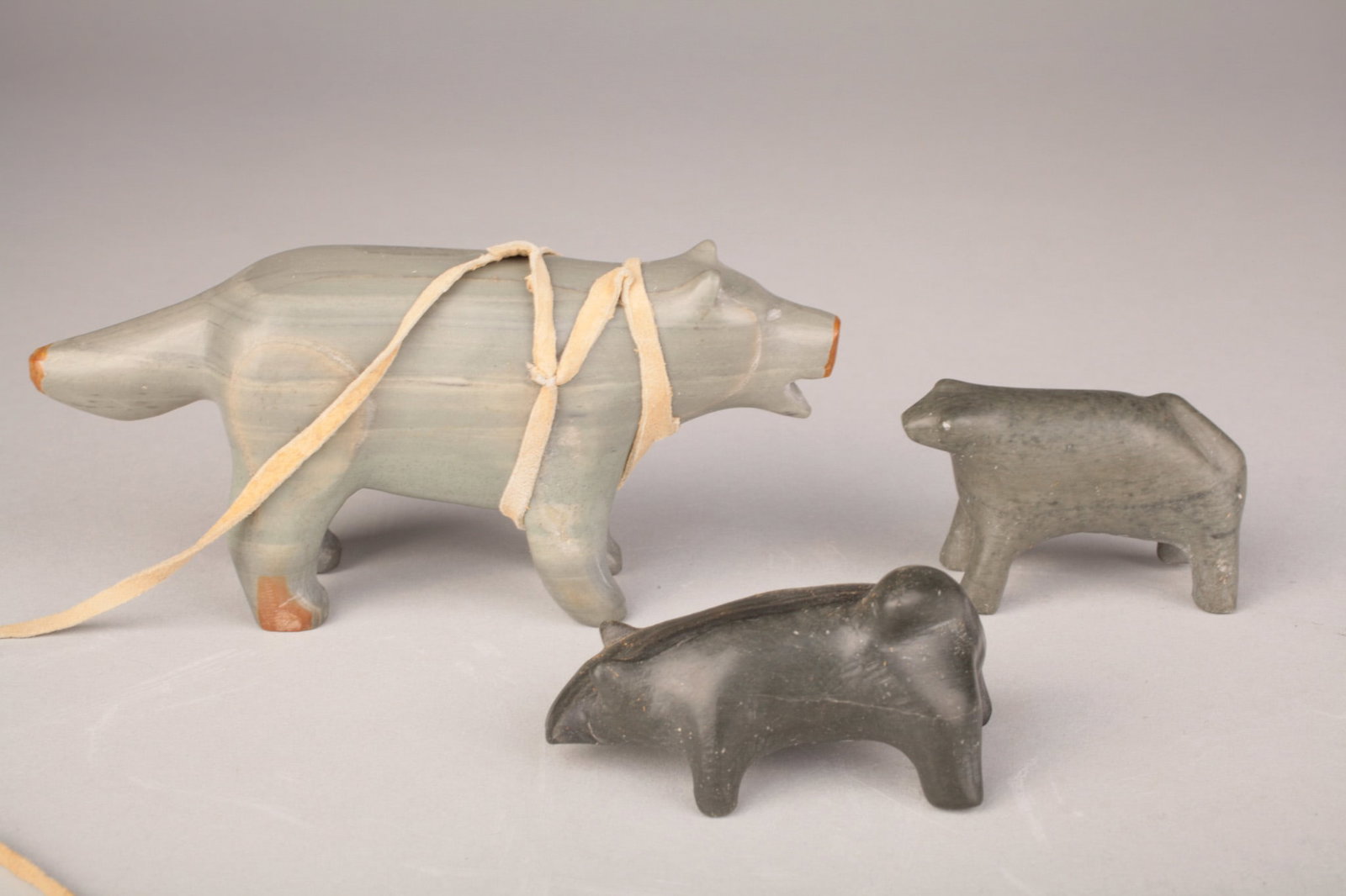 Lot of Three Inuit Soapstone Carved Animals (1 of 7)
