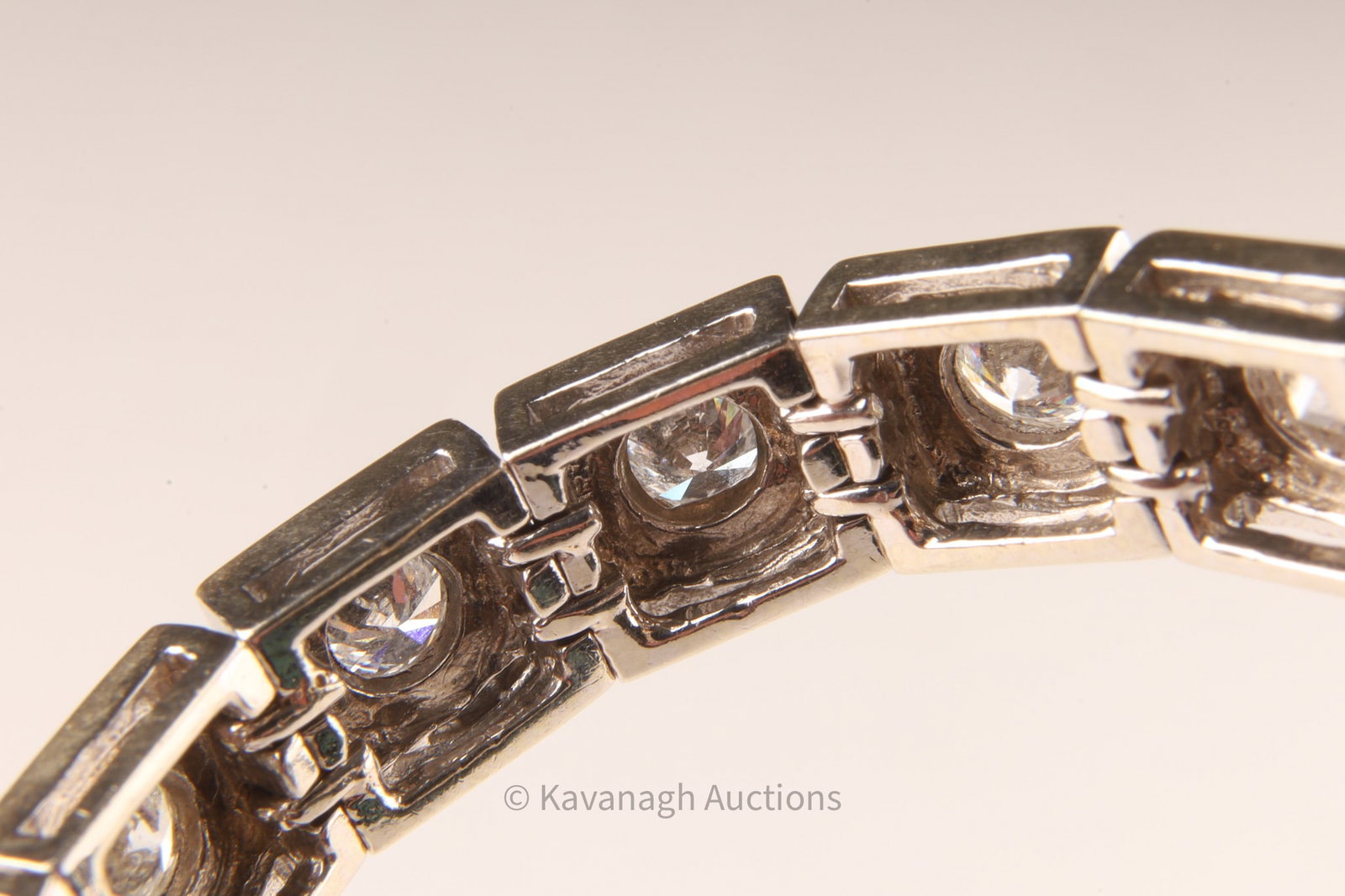 Large Art Deco Style White Gold Diamond Tennis Bracelet, 6.50 Carats - 8