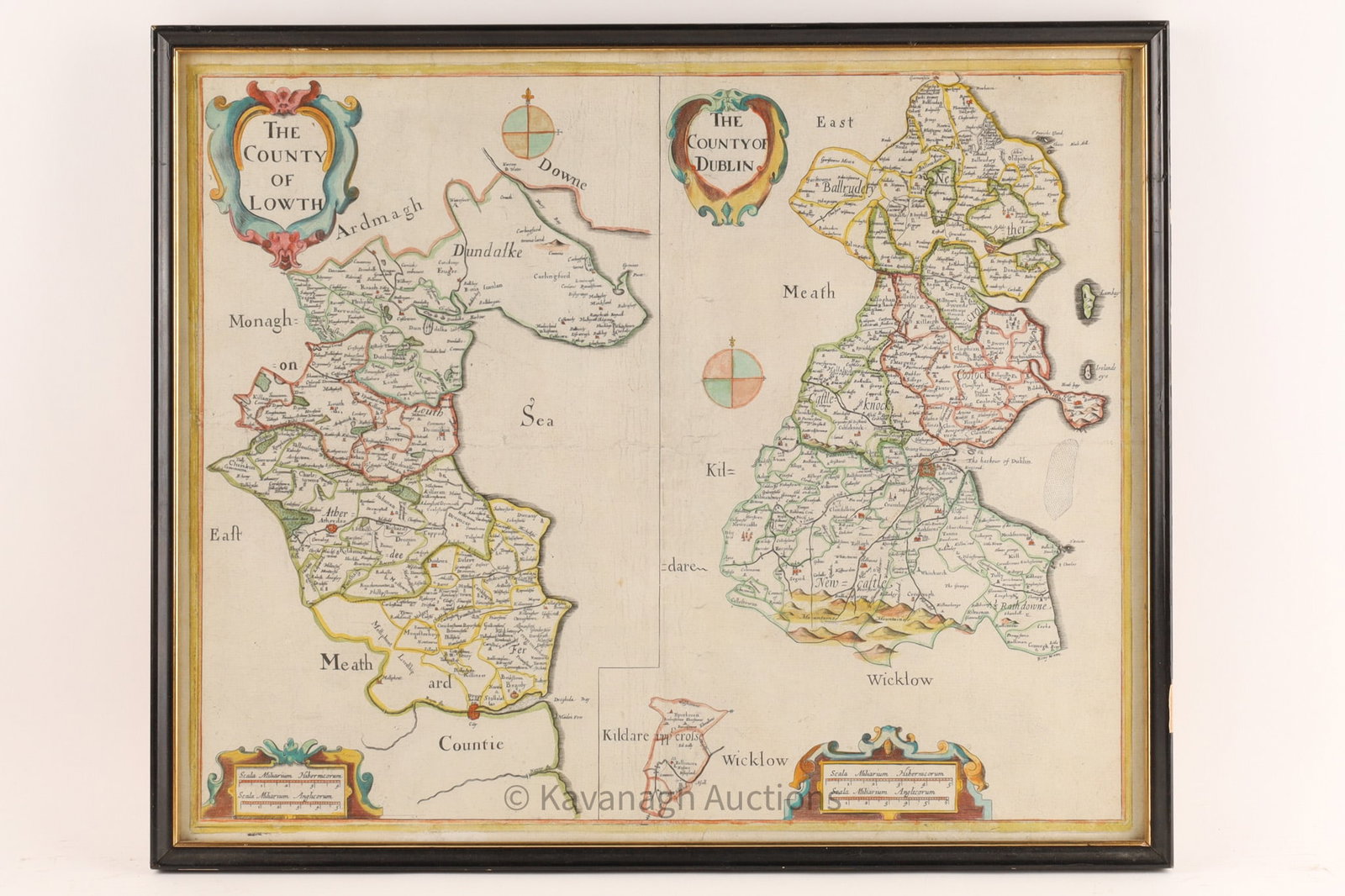 17th Century Style Hand-Colored Map of County Louth and County Dublin, Ireland (1 of 4)