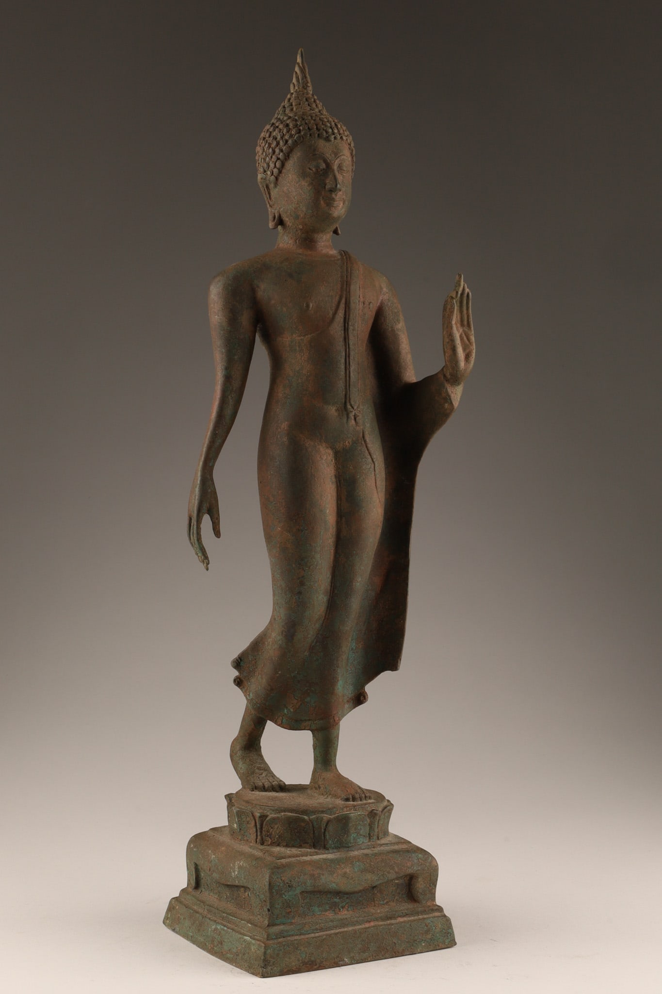 A Thai bronze statue depicting the walking Buddha in the Sukhothai style (1 of 12)