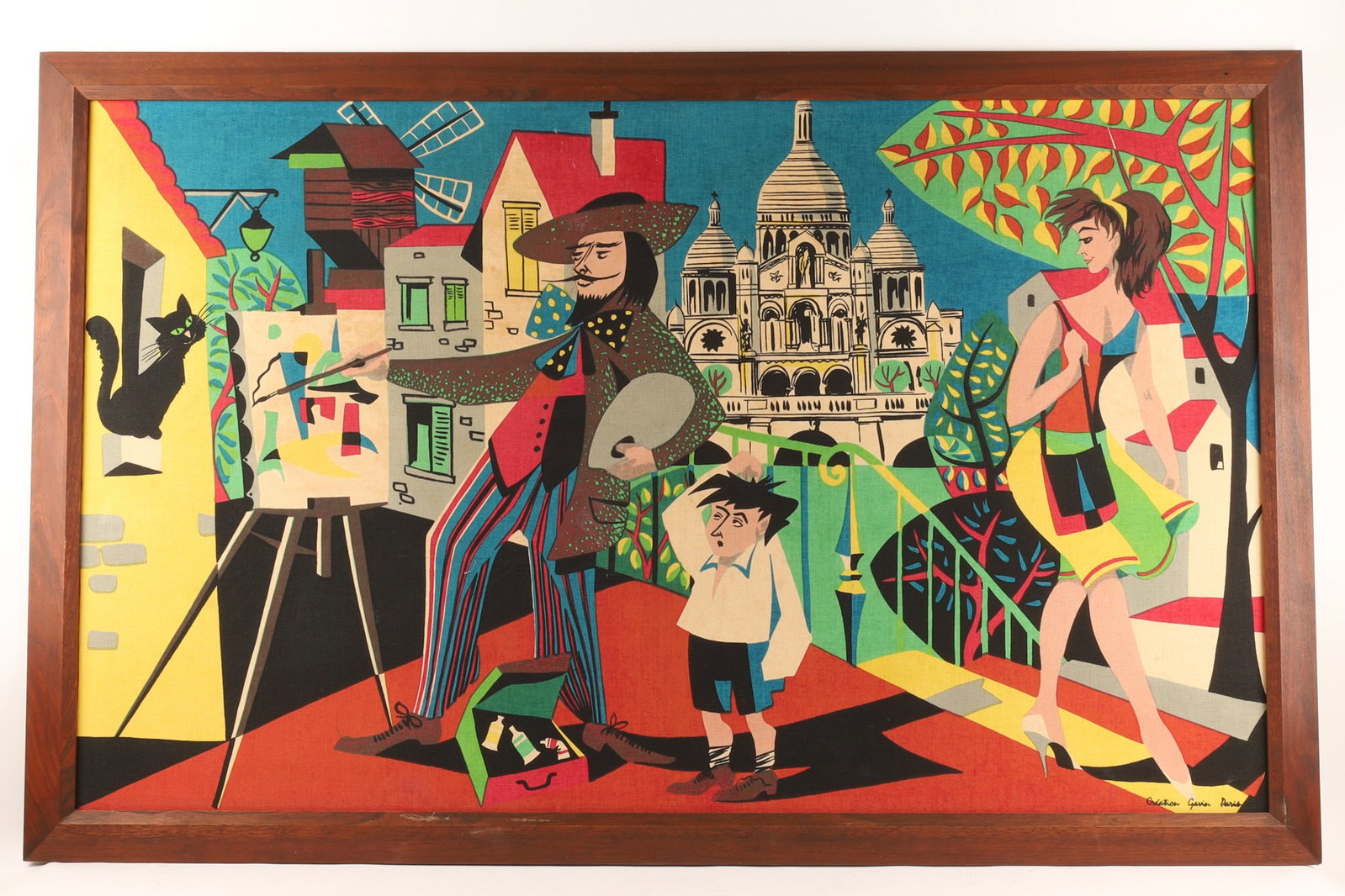 Mid Century Modern Creation Gavin Paris Tissus Wall Art Stylized Street Scene (1 of 6)