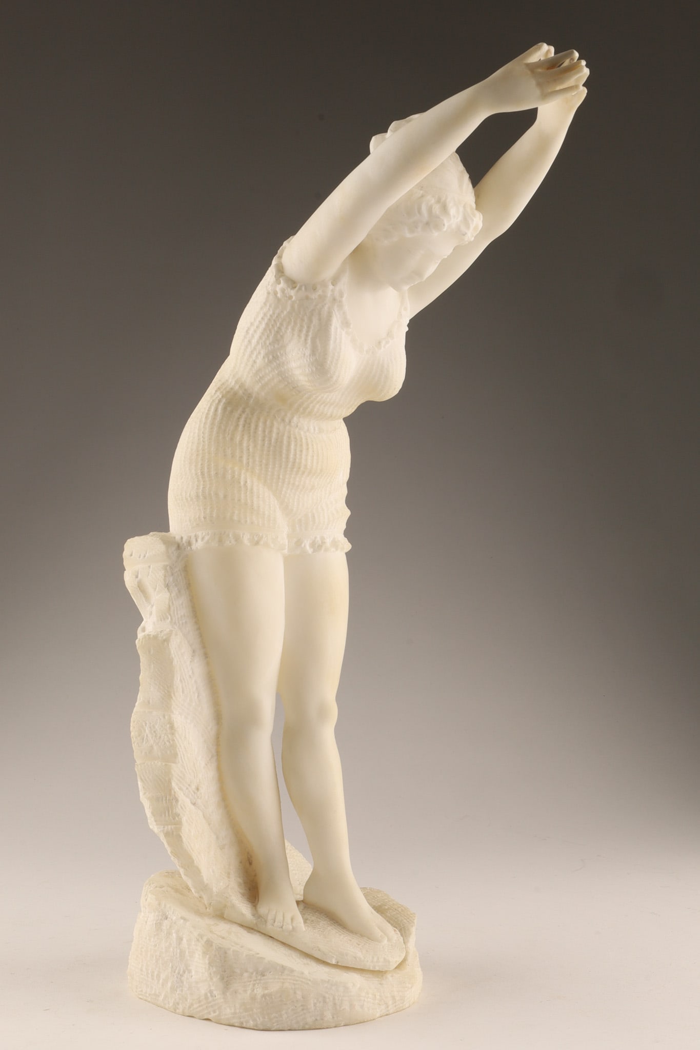 An Alabaster Sculpture after Odoardo Tabacchi (Italian, 1831-1905) The Diving Girl, La Tuffolina (1 of 11)