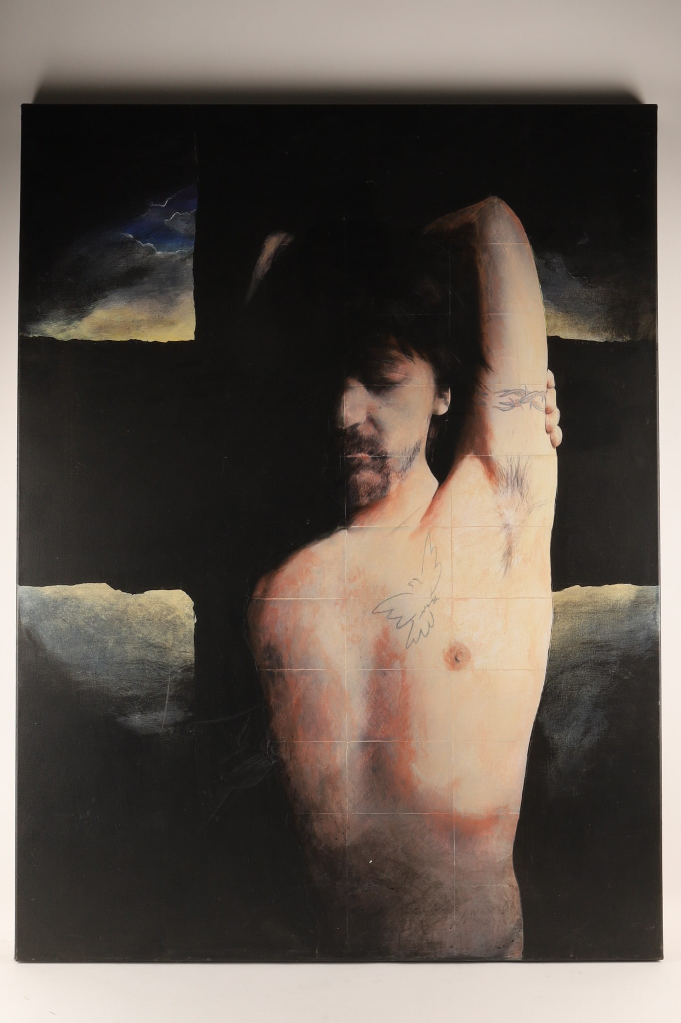 Signed A. Caron 2006 Mixed Media Contemporary Male Figure, Crucifixion Scene (1 of 6)