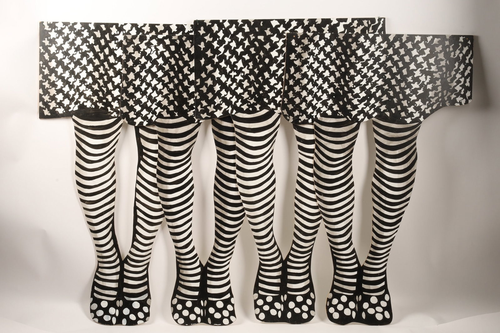 Pop Art Collection of 4 Geometric Black and White Striped Legs Cut Outs: Pop Art Collection of 4 Geometric Black and White Striped Legs Cut Outs. Dimensions: All approximately 28 inches W x 44 H.