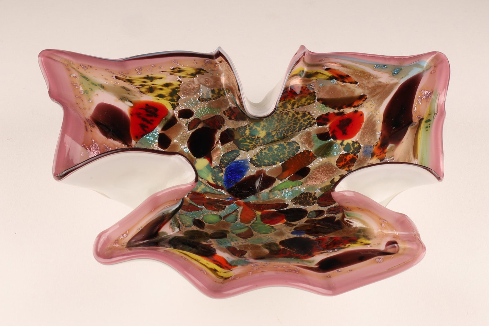 Murano Multicolor Swirl Art Glass Bowl Label c.1950s (1 of 6)