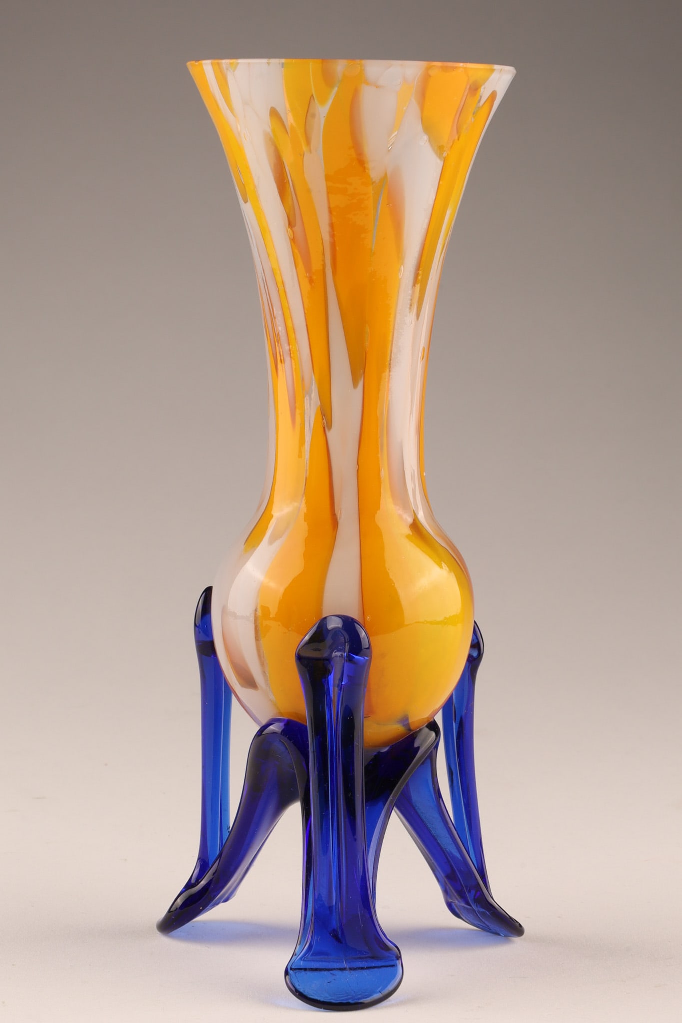 Franz Welz Bohemian Harlequin Art Glass Tripod Vase c.1930 Czech (1 of 7)