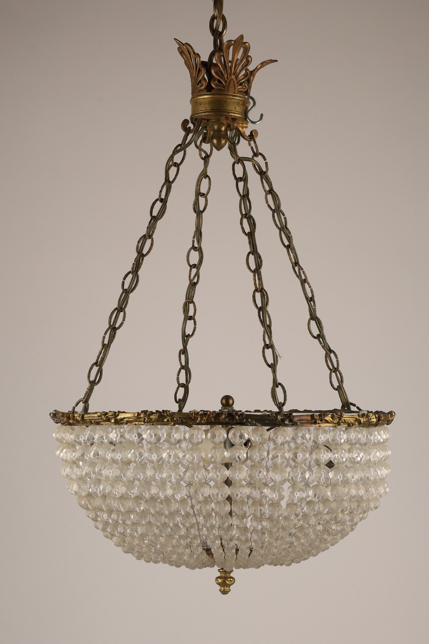 Antique Art Deco Crystal Basket Chandelier (1 of 4)