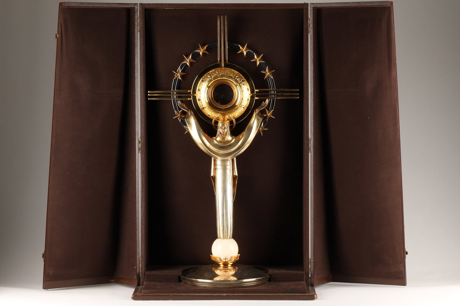 Antique Art Deco Christian Monstrance, Blessed Mother from the Church Notre-Dame-de-Lourdes of (1 of 20)