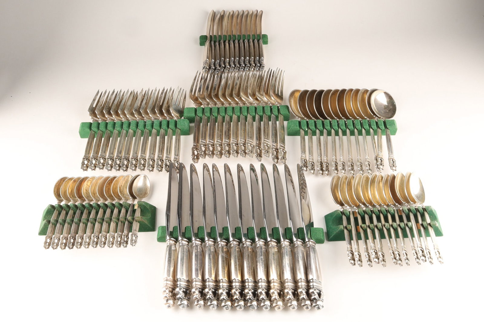 84 Pc. Acorn by Georg Jensen Sterling Silver Flatware Service for 12 Set (1 of 12)