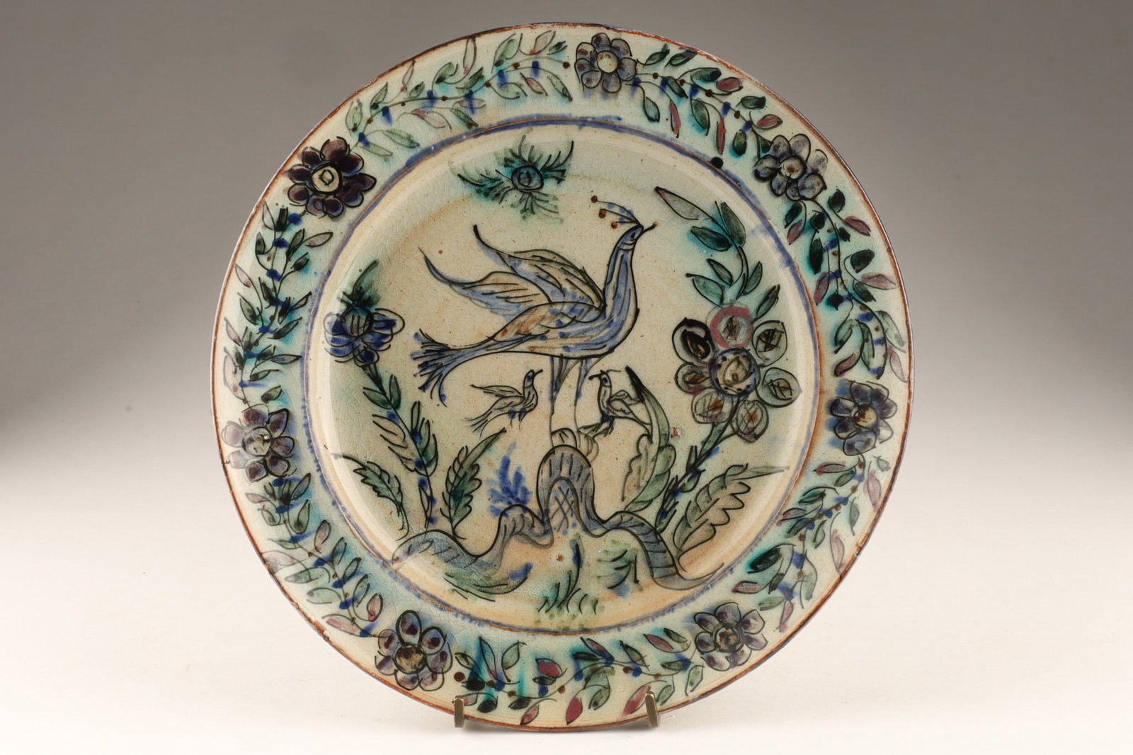 Antique Middle Eastern Iznik Polychrome Plate Dish (1 of 7)