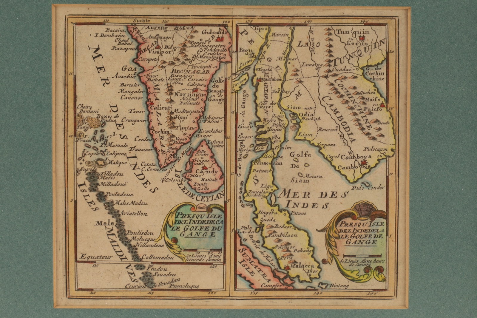 Antique 1696 Presqu'Isle Des Indes Copper Plate Map (1 of 4)