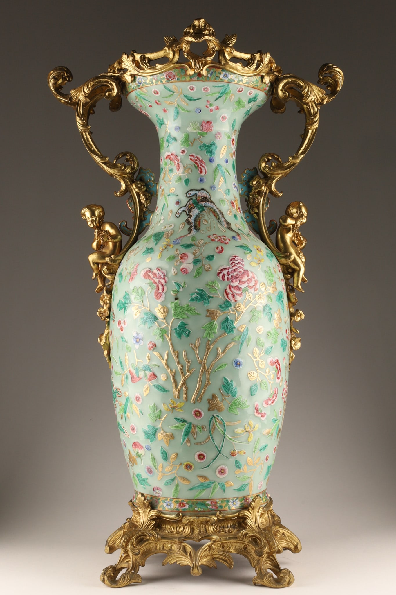 A Large 19th C Chinese Famille Rose Vase with French Ormolu Mounts (1 of 16)