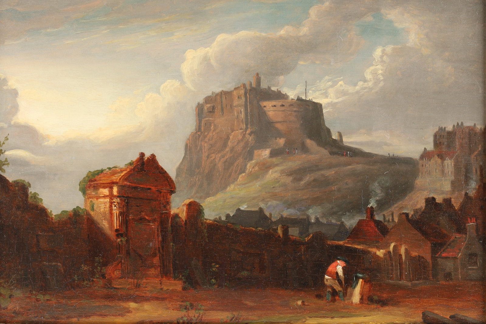 Attr. Alexander Nasmyth (1758-1840) Oil on Panel Scottish Landscape, Edinburgh Castle (1 of 11)