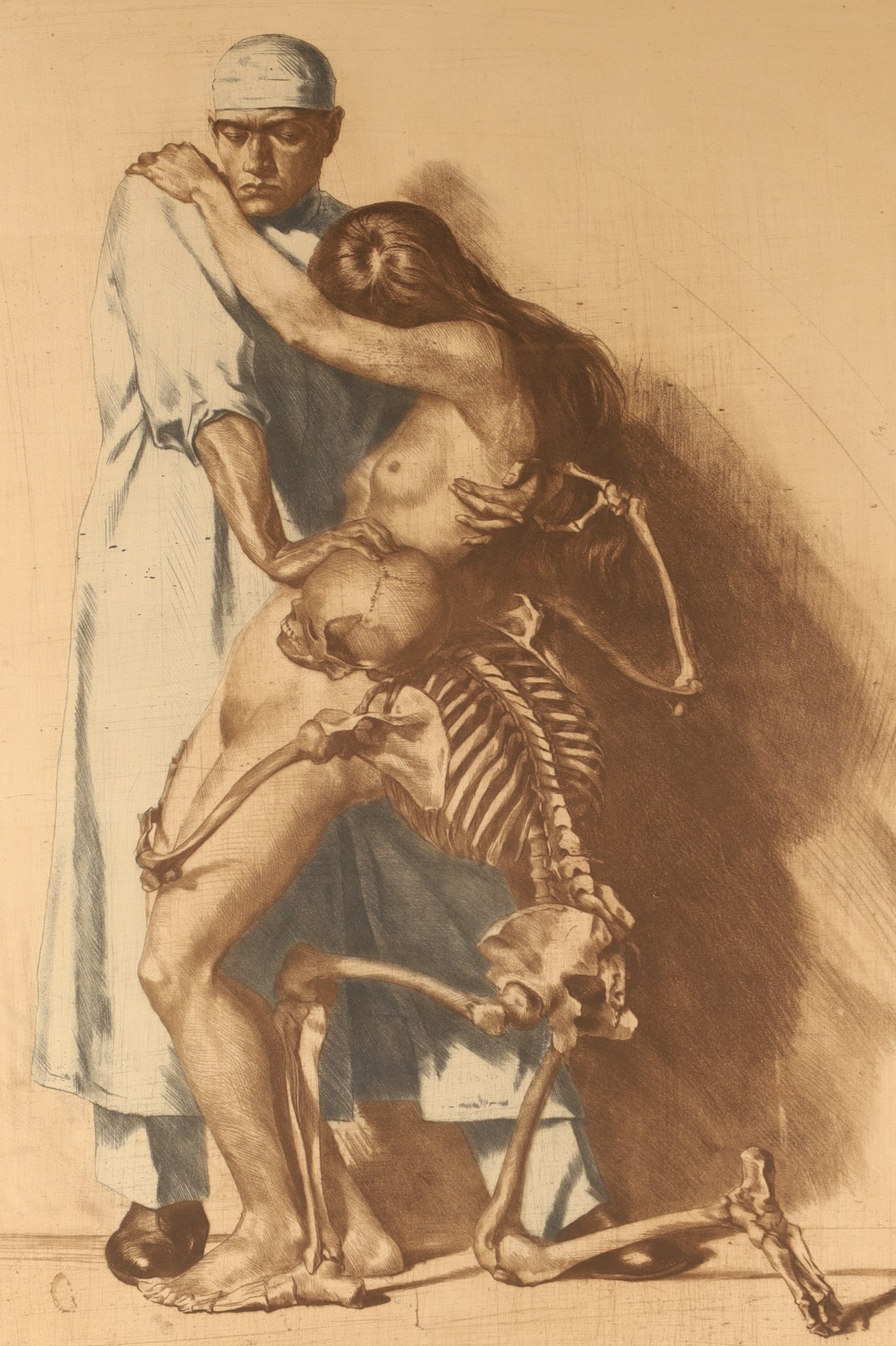 Ivo Saliger (German, 1894-1987) Etching, The Doctor, The Girl and Death (1 of 7)