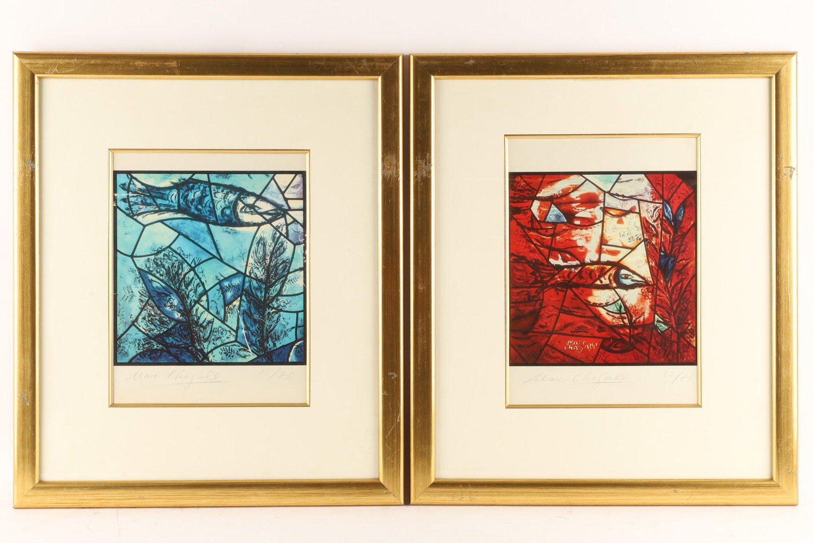 Marc Chagall (1887-1985) Set of 2 Offset Lithographs, Jerusalem Windows (1 of 5)