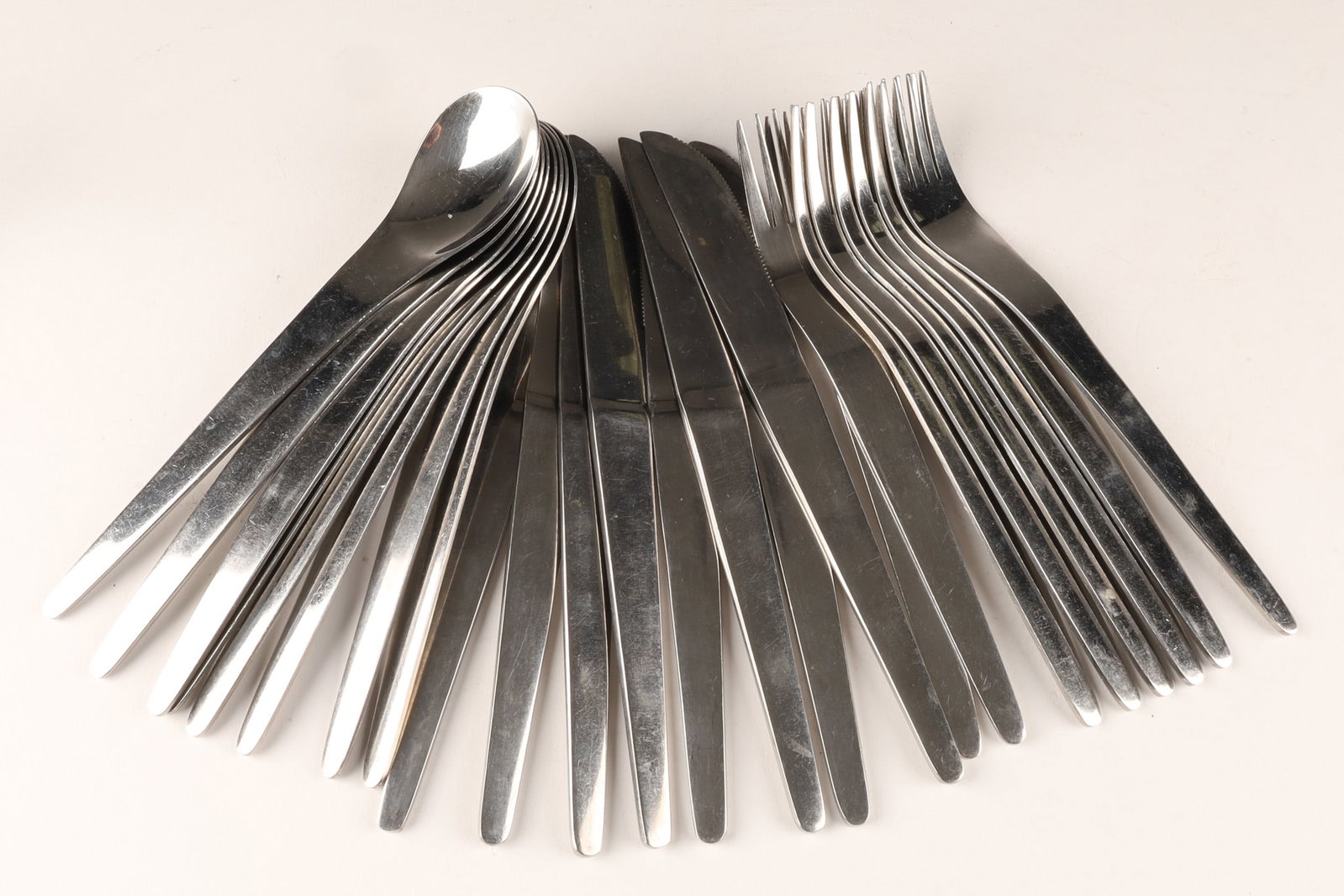 1960s MCM Carl Aubock Style 24 Pcs Stainless Cutlery Set for 8 (1 of 6)