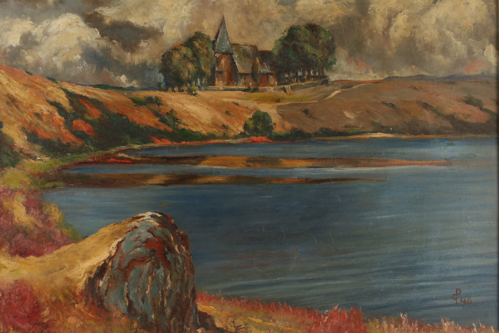 German School Oil on Board, Landscape of Weinfelder Maar / Totenmaar (1 of 7)