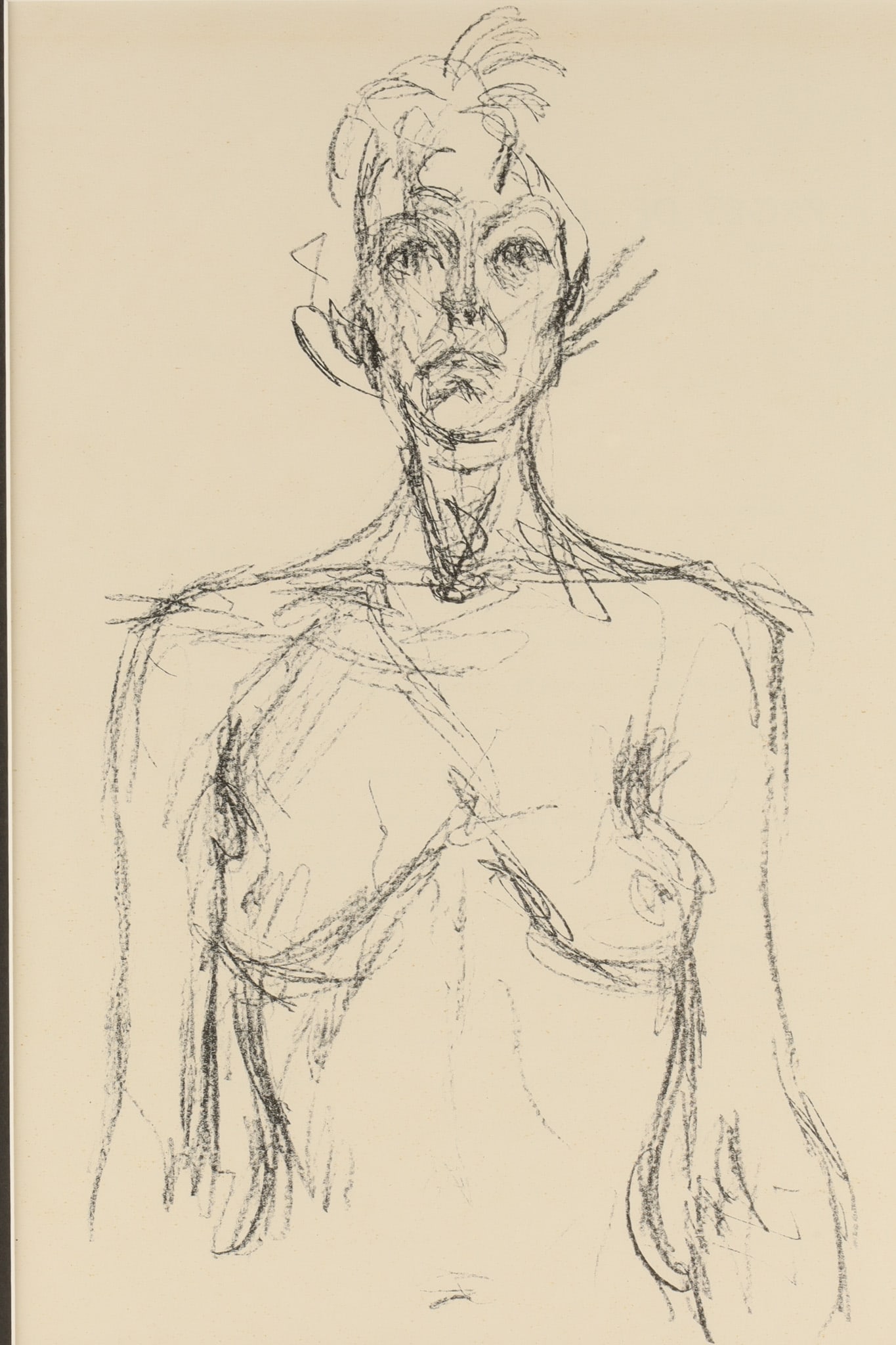 Alberto Giacometti (Swiss, 1901-1966) Lithograph Bust of a Nude c. 1961: Alberto Giacometti (Swiss, 1901-1966) Lithograph Bust of a Nude from the 1961 Derriere le Miroir publication. Dimensions: Image measures 15 inches H x 11 W within matting, frame measures 23 inches H x
