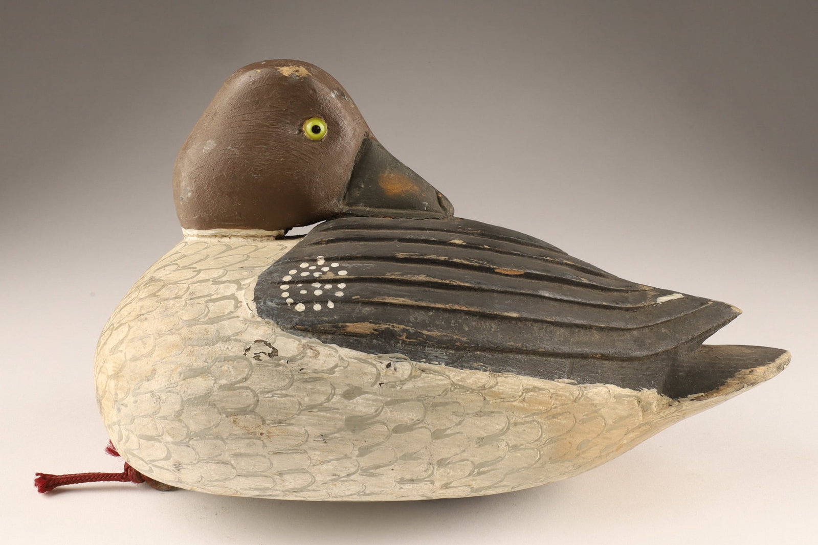 Sleeping Golden Eye Hen Duck Decoy from Quebec, Original Paint (1 of 8)