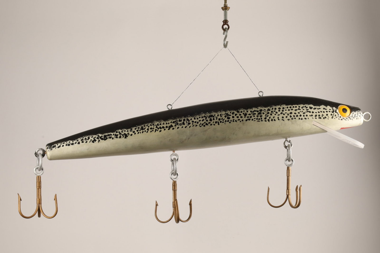 Folk Art Rapala Giant Original Floating Lure O'Sullivan Lodge Quebec: Antique folk art big wooden rapala, made for the O’Sullivan lake lodge, a very old outfitter for hunting/fishing in the region of Outaouais, in Quebec. This place was known to welcome rich Americans