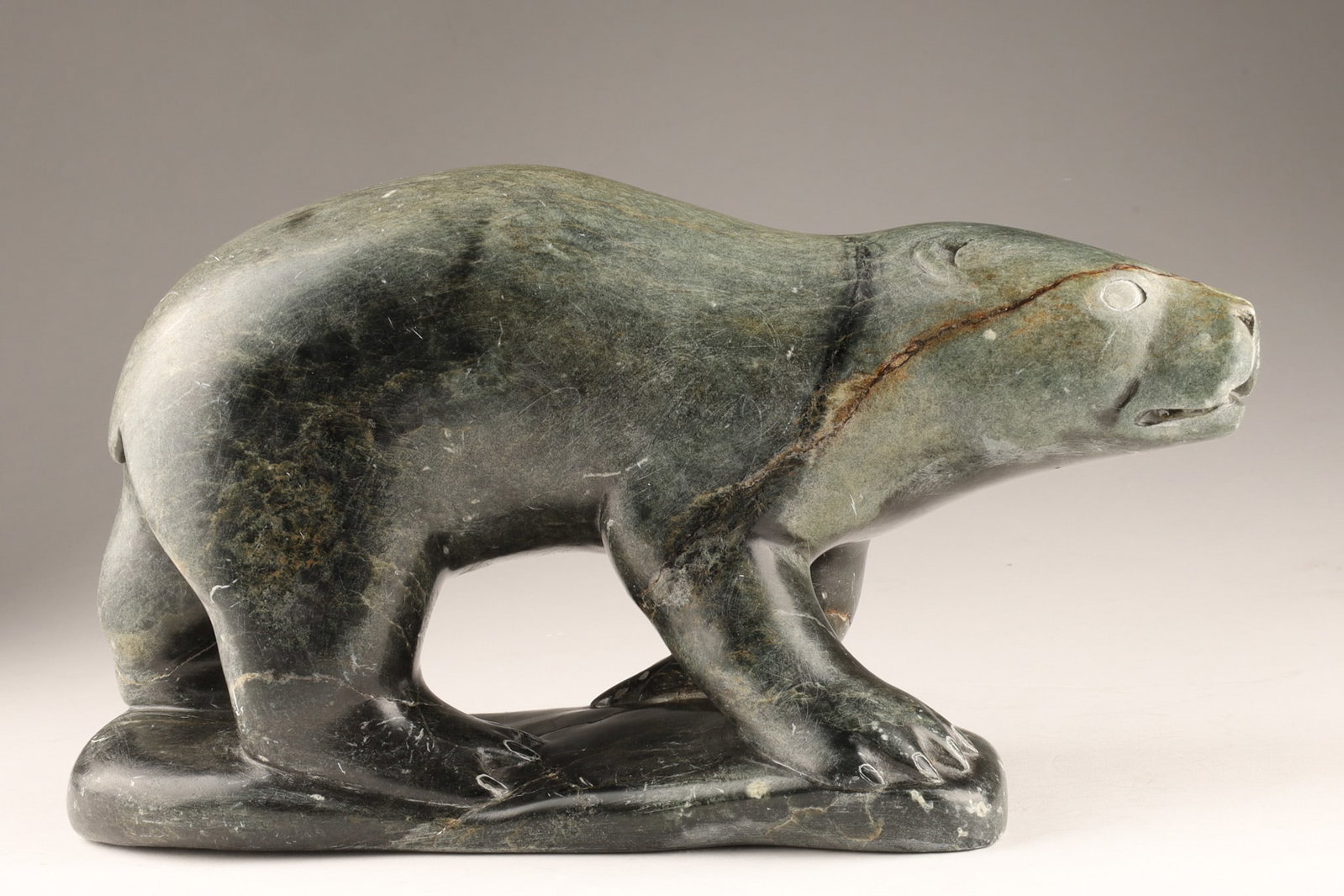 Signed Inuit Thomassie Tookalook (Puvirnituq, Quebec, b. 1945) Soapstone Bear (1 of 10)