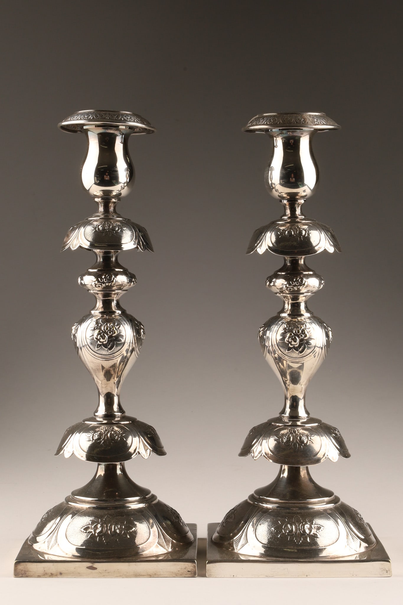 Pair of Antique Norblin and Co Sabbath Candlesticks Warsaw Poland (1 of 8)