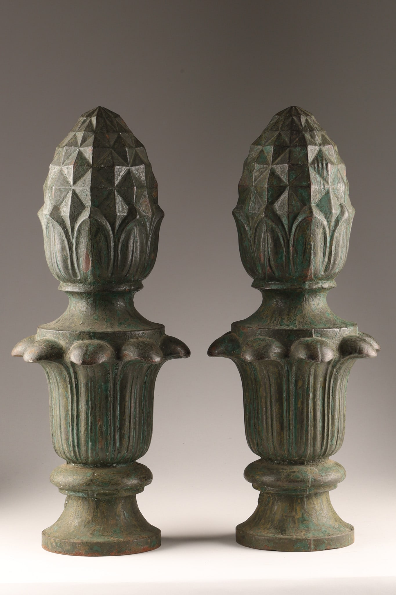 Pair of Antique 19th C Cast Iron Pineapple Finials, Garden Sculptures (1 of 9)