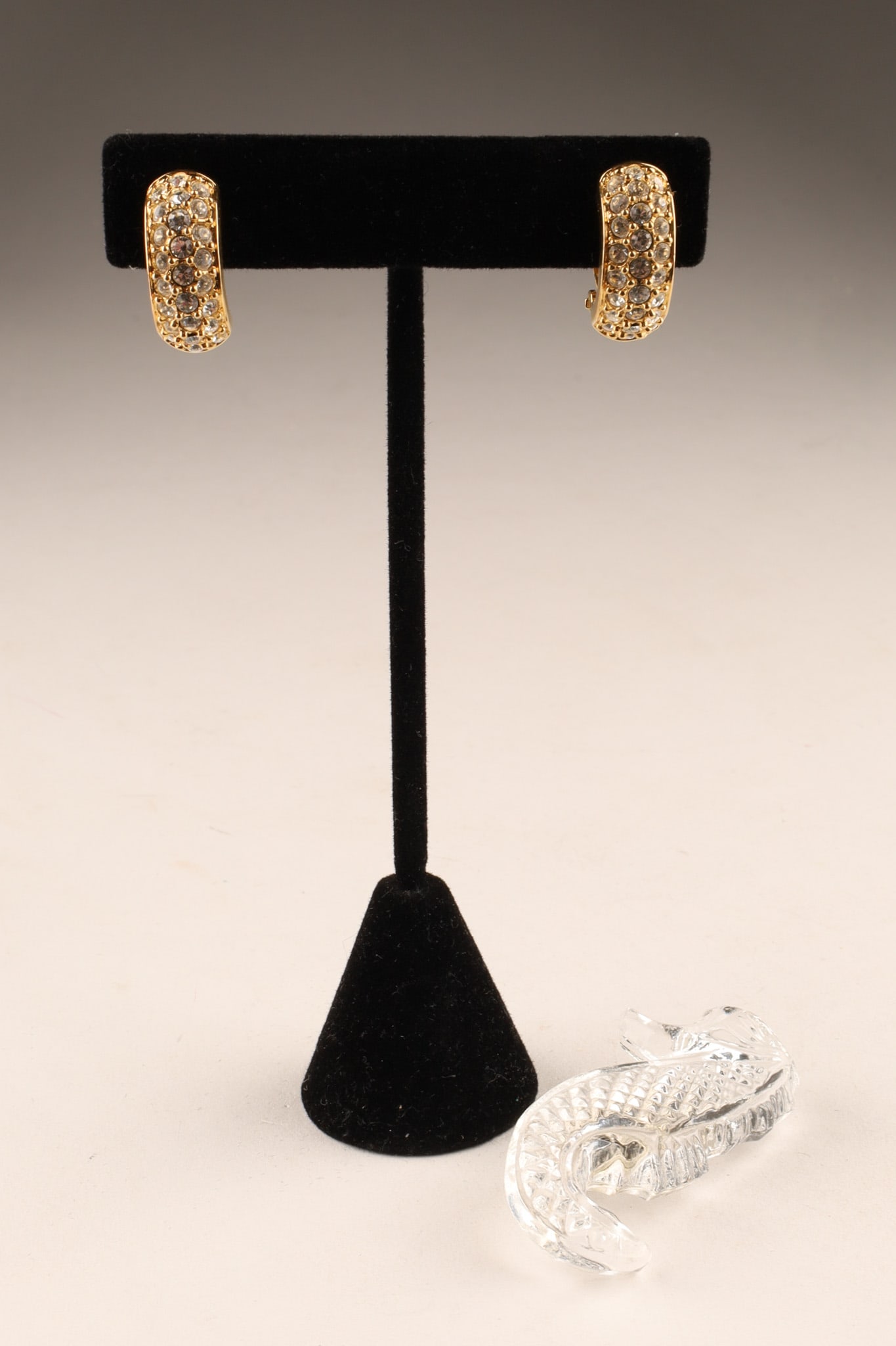 Swarovski Crystal Pave Studded Earrings and Seahorse Pin (1 of 6)