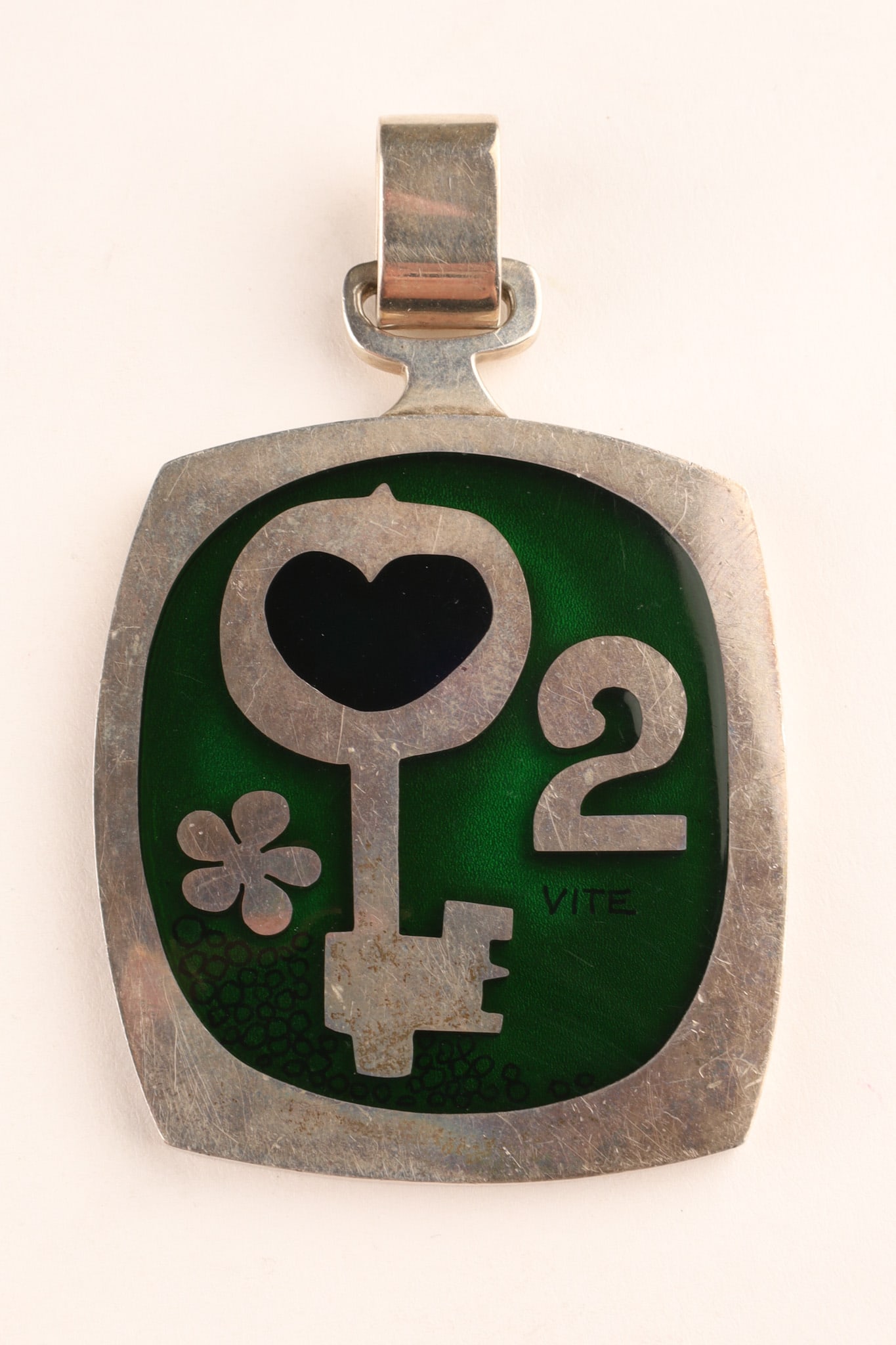 Rare Walter Schluep Modernist Sterling Silver and Enamel Pop Art Pendant (1 of 5)