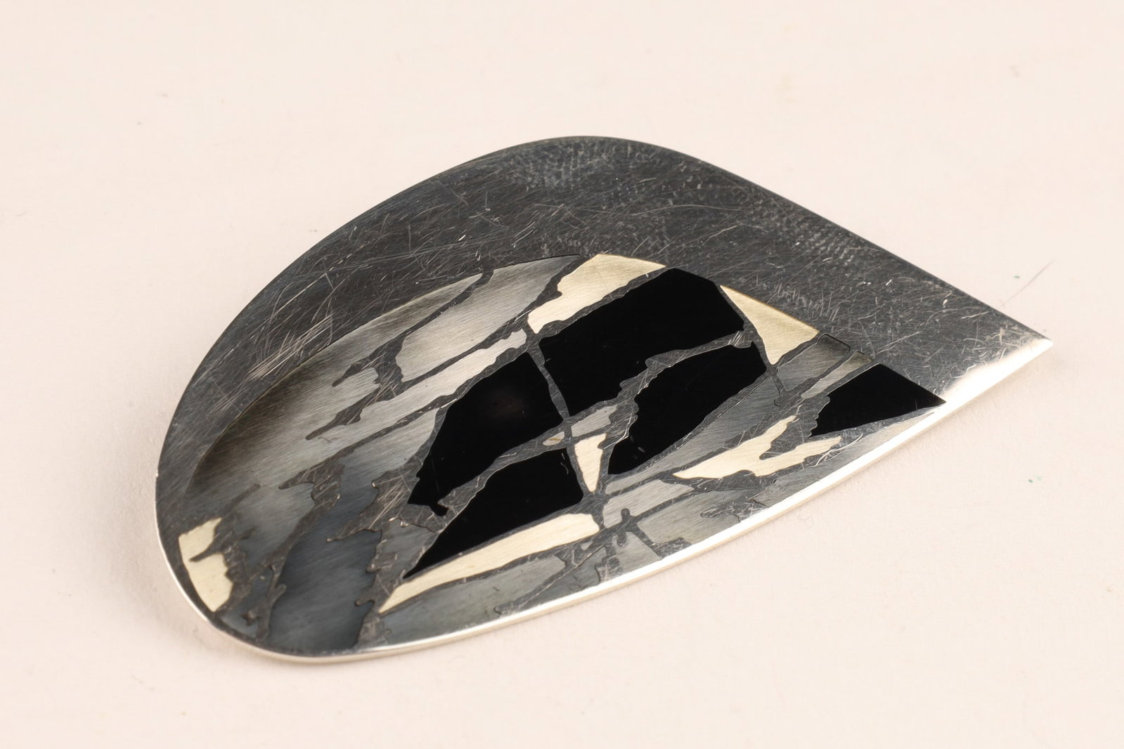 Abstract Modernist Sterling Silver Enamel Brooch, Signed (1 of 5)