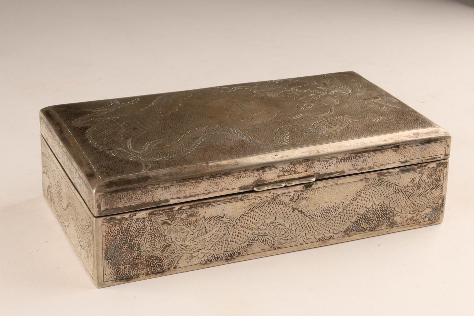 Antique Chinese Export Sterling Silver Dragon Box (1 of 6)