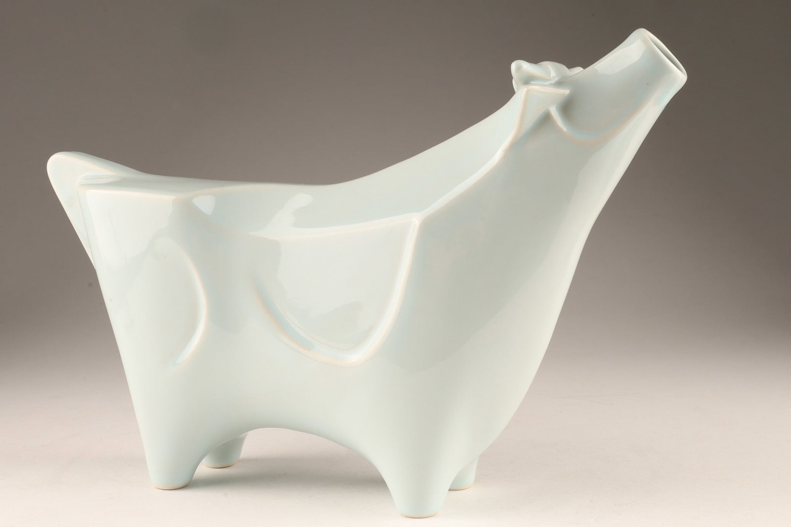 Signed Japanese Cubist Ceramic Ikebana Cow Vase (1 of 9)