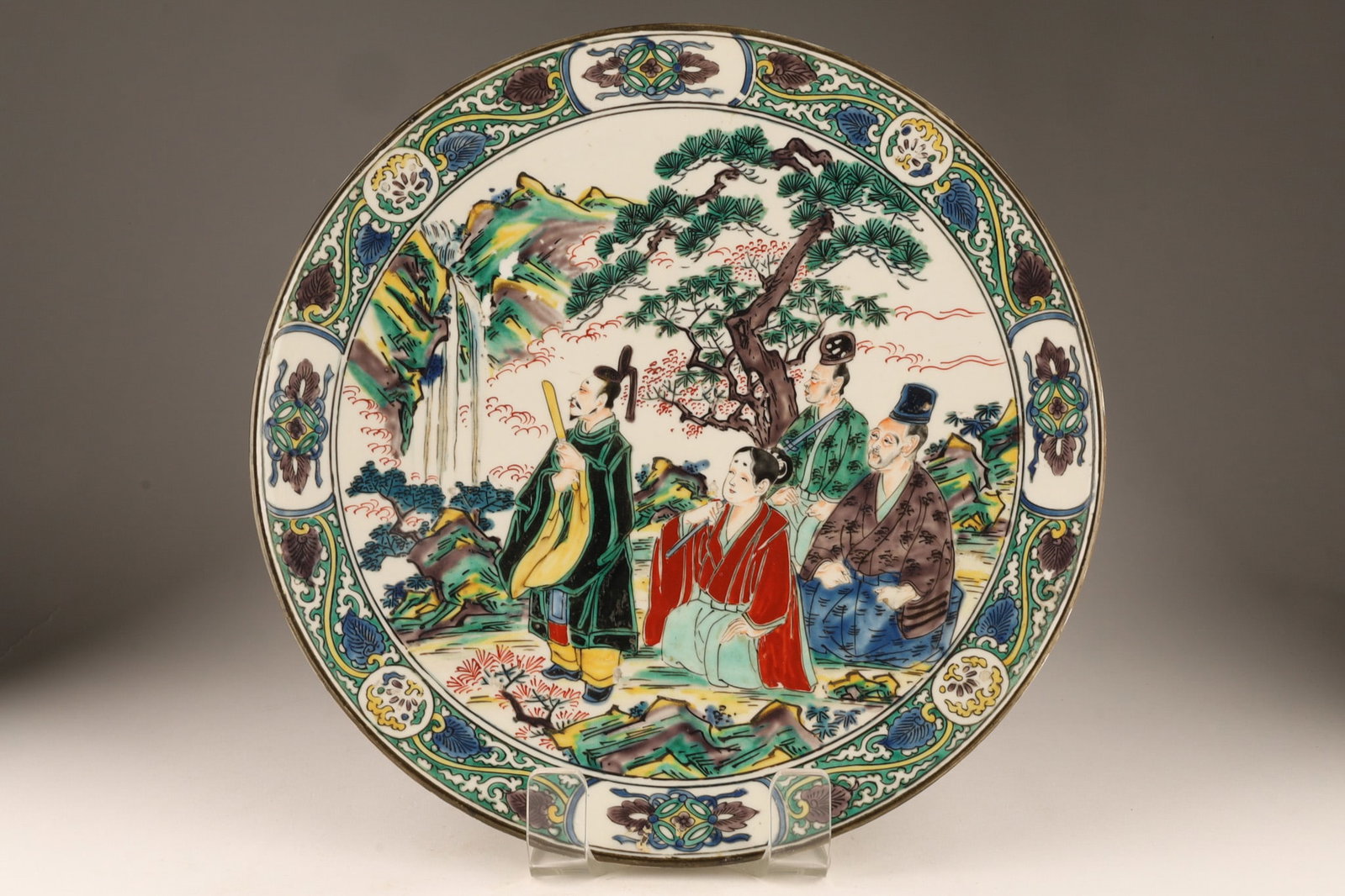 Japanese Kutani Style Porcelain Charger with Scholars in Landscape, 13.25 Inches (1 of 9)