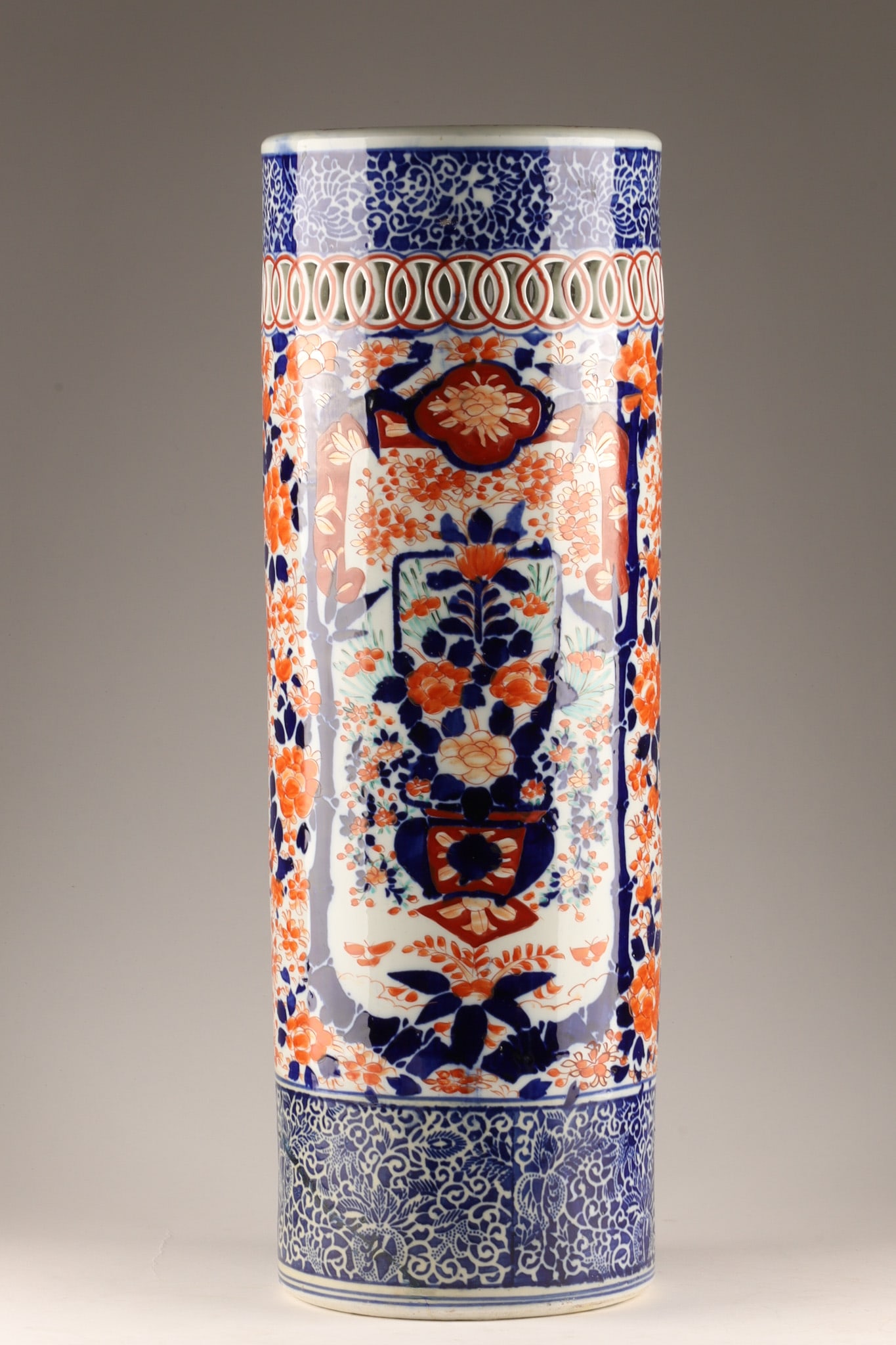 Antique Japanese Imari Porcelain Cylindrical Umbrella Stick Stand (1 of 10)