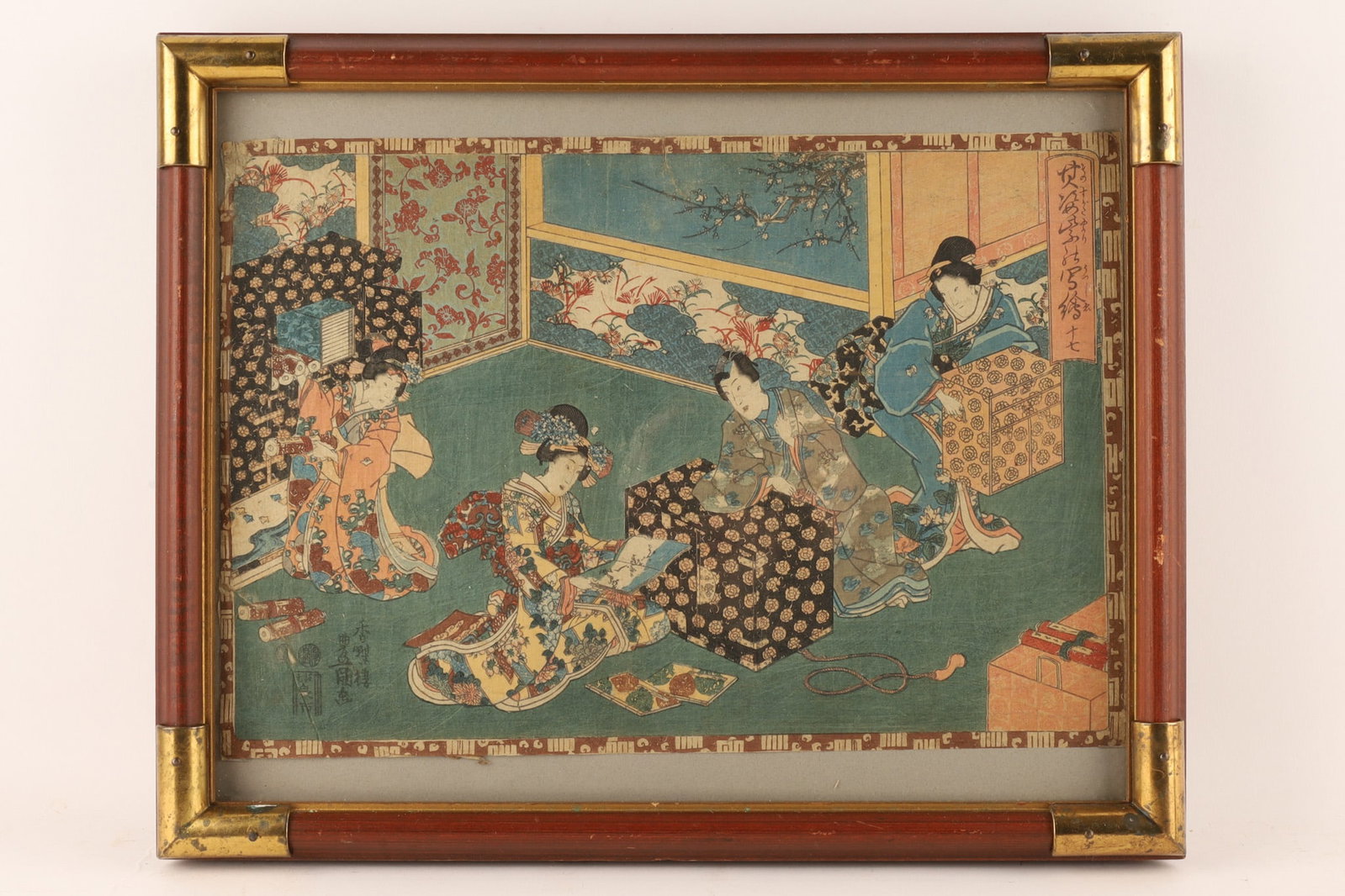 Japanese Woodblock Print Utagawa Toyokuni III Lady Murasaki's Tales (1 of 6)