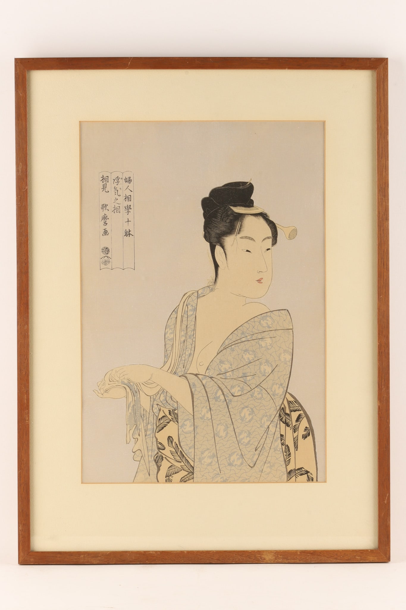 Japanese Woodblock Print by Kitagawa Utamaro, Bijin (1 of 5)