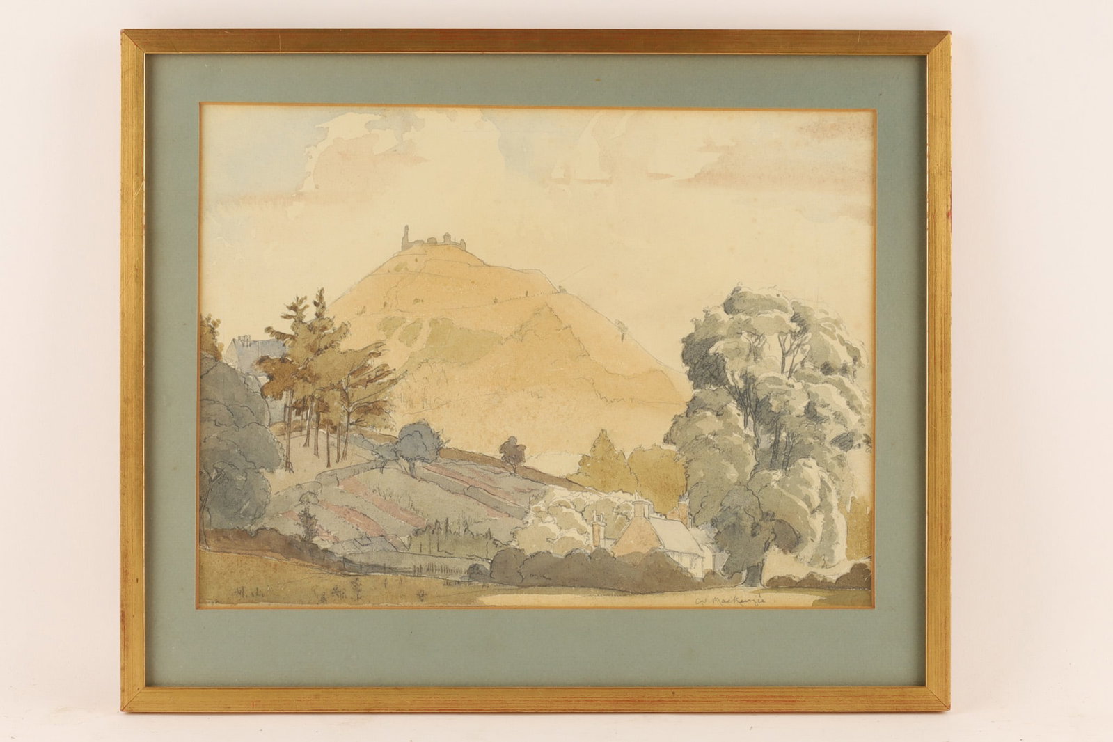 Clarence V. Mackenzie (British, 1889-1949) Watercolour Landscape Study Castle: Clarence V. Mackenzie (British, 1889-1949) Watercolour Landscape Study Castle using delicate washes and subtle earth tones to outline the dramatic topography of the Welsh landscape and the castle stru