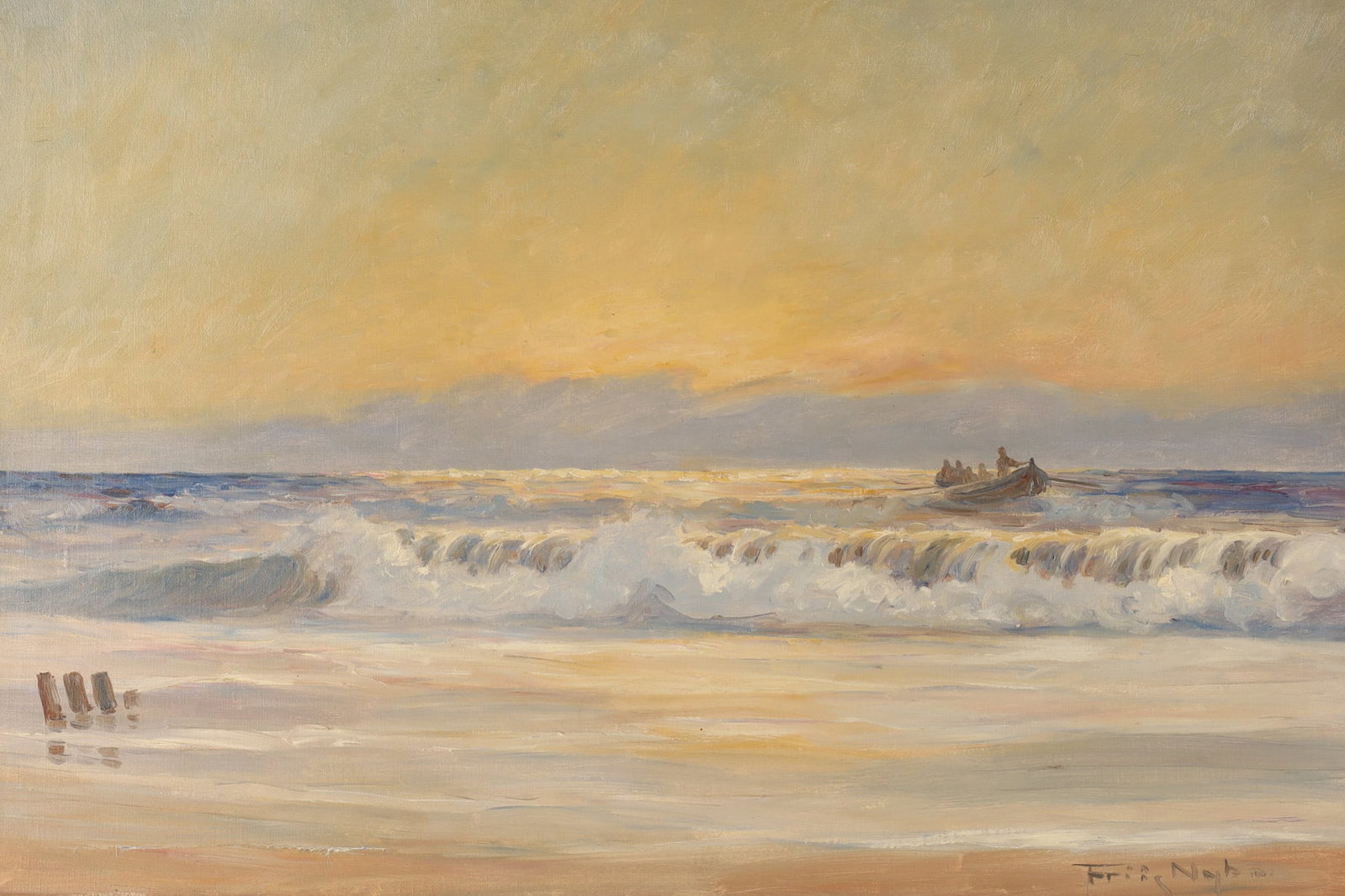 Poul Friis Nybo (Danish, 1869-1929) Oil on Canvas, Impressionist Marine Seascape (1 of 7)