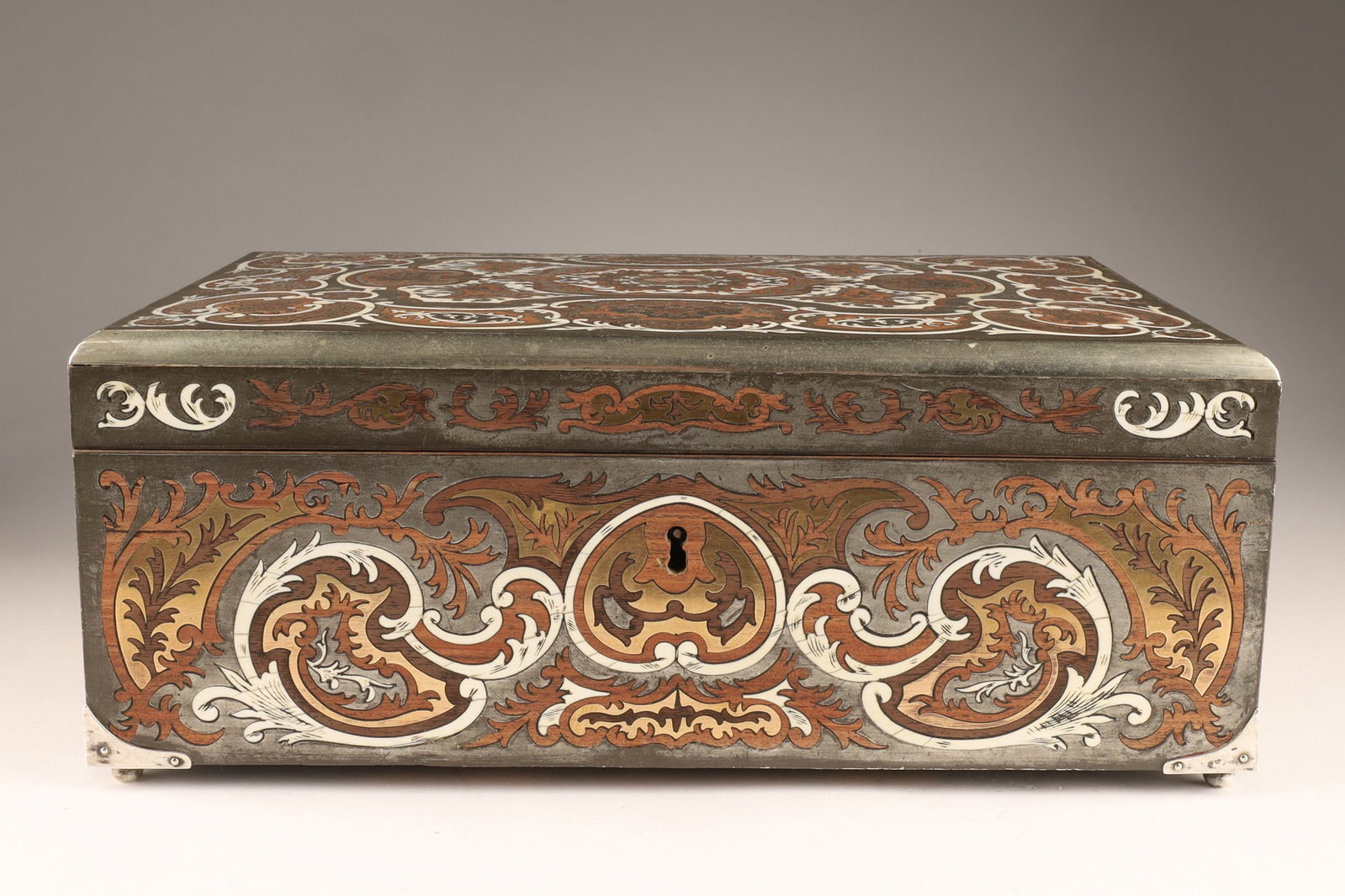 19th C. Napoleon lll Boule Marquetry Ornately Inlaid Jewelry Chest (1 of 8)