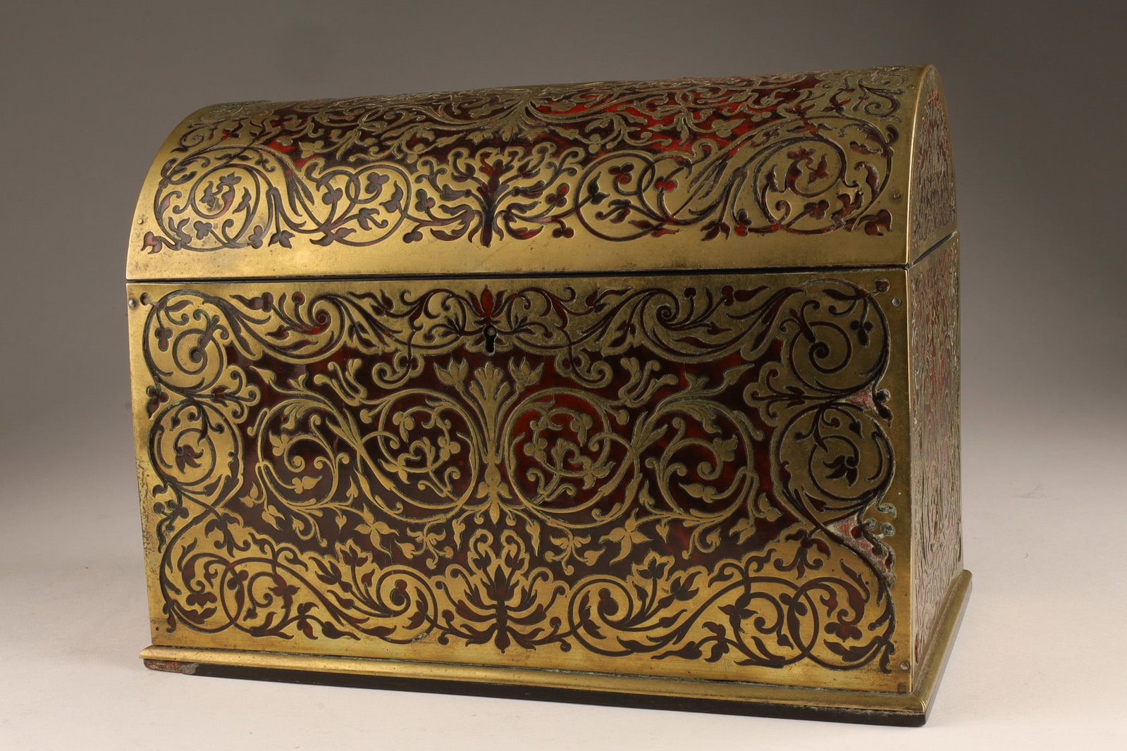 19th C Victorian Boulle Brass Inlaid Stationery Domed Top Box (1 of 8)
