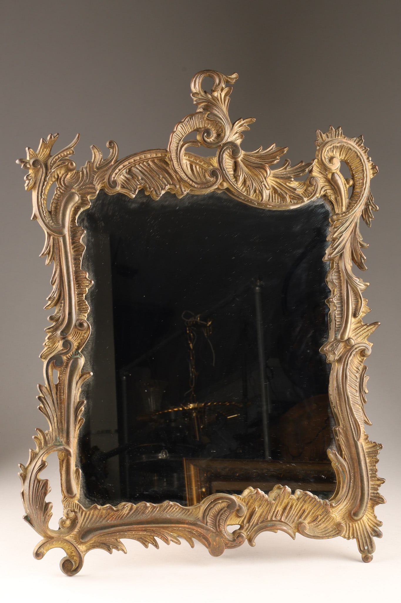 Antique Rococo Louis XV Style Brass Frame Mirror (1 of 5)