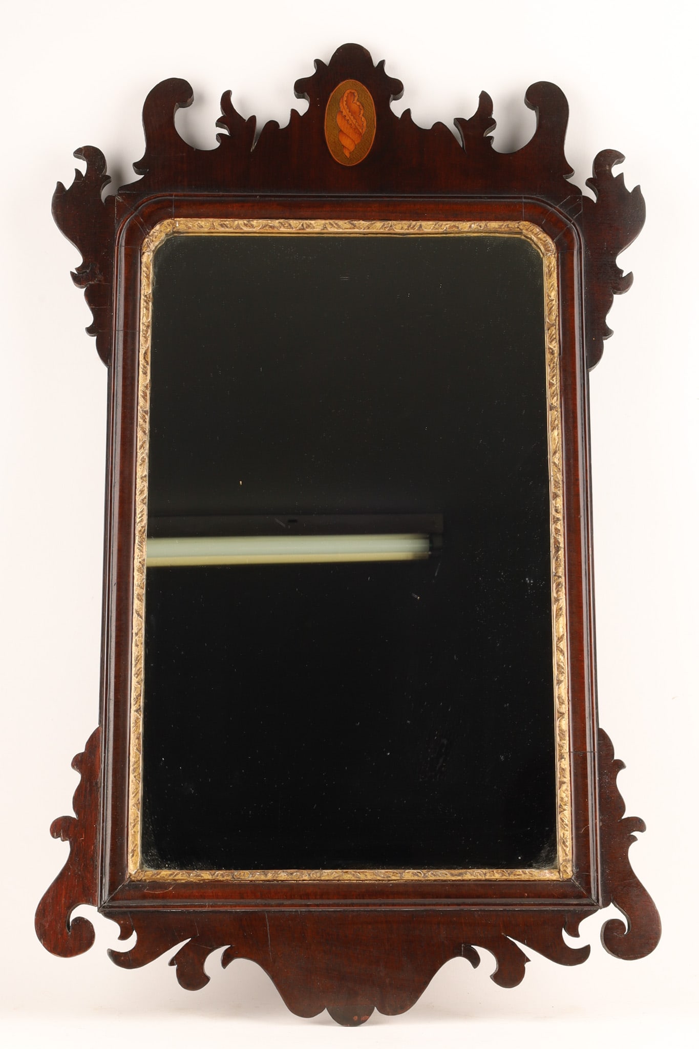 Fine George III English Chippendale Shell Insert Parcel Gilt Mirror (1 of 8)