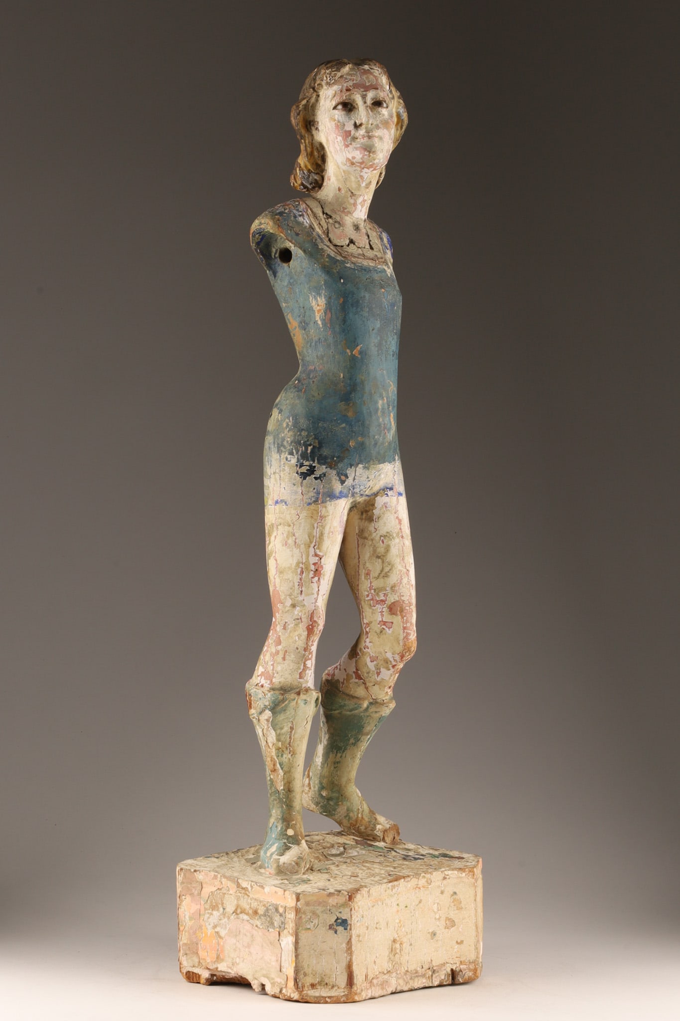 Antique Spanish Polychrome Santos Figure Sculpture (1 of 18)