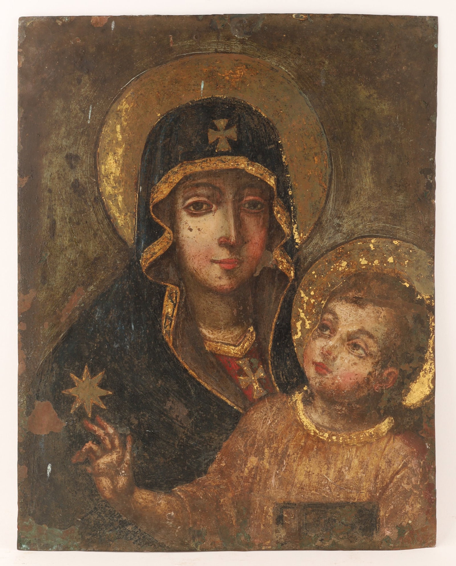 18th or 19th C Italian School Madonna and Child on Copper Sheet (1 of 8)