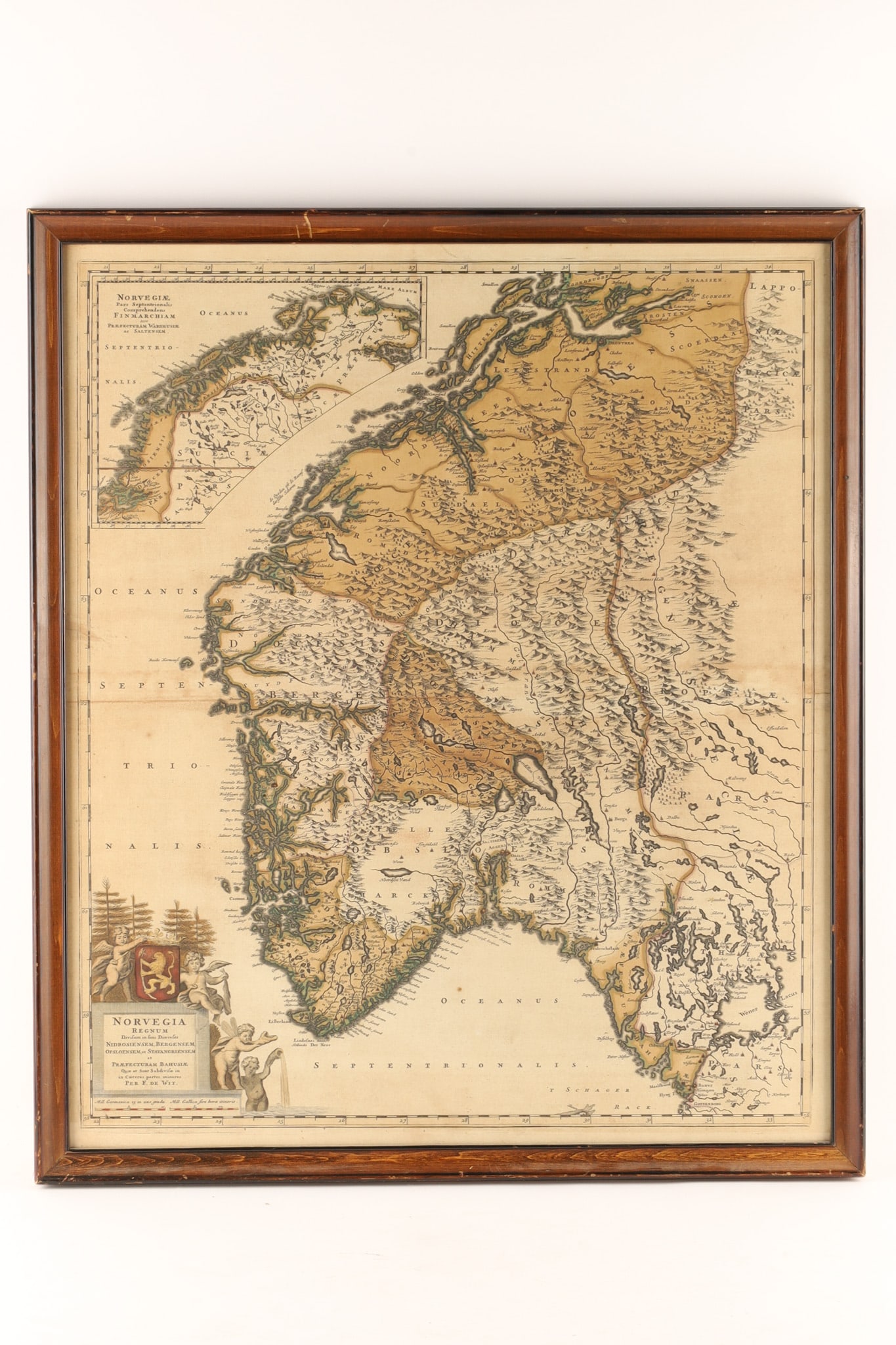 Antique Map of Norway by Frederick de Wit, Regnum Norvegiae Nova et Accurata Descriptio (1 of 5)