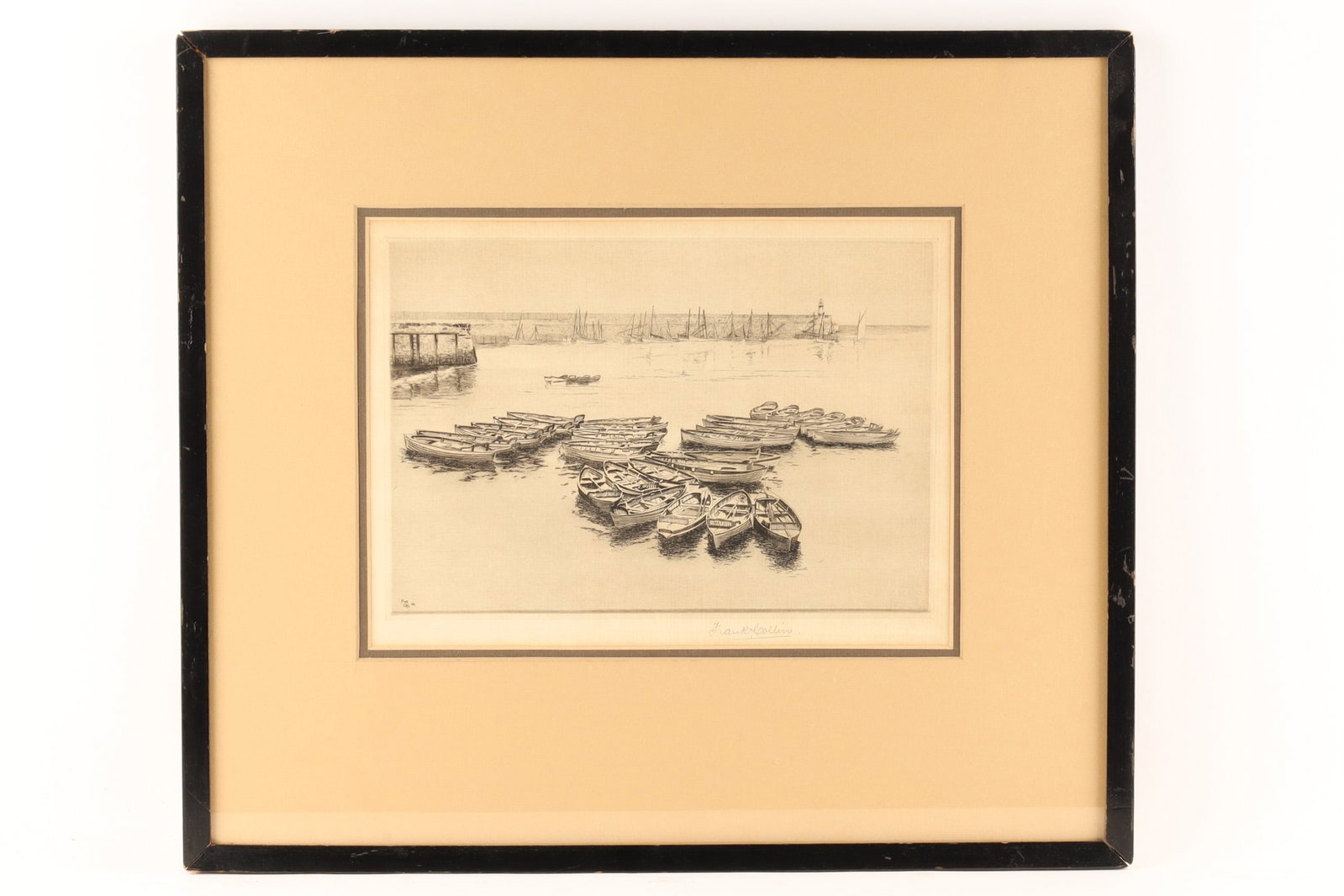 Frank Collin (American) Etching Maritime Study Boats at Anchor (1 of 6)