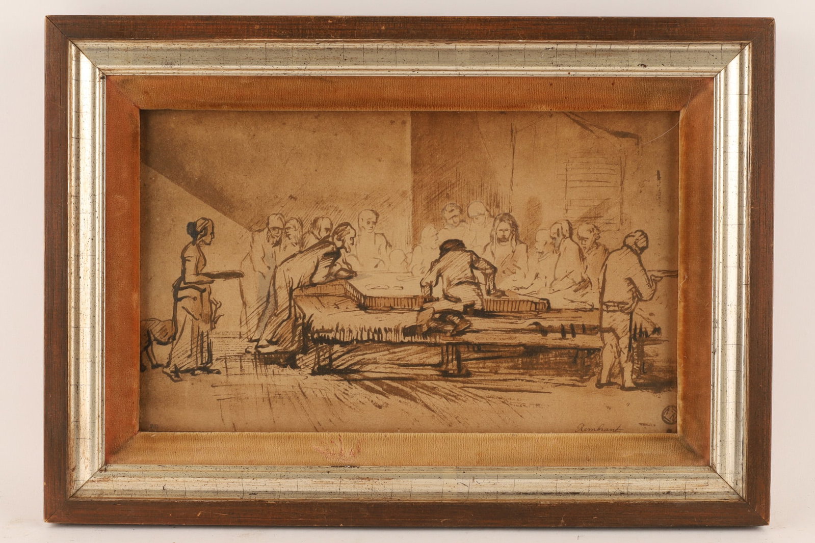 Antique Collotype Reproduction of Rembrandt van Rijn's sketch The Last Supper (1 of 7)